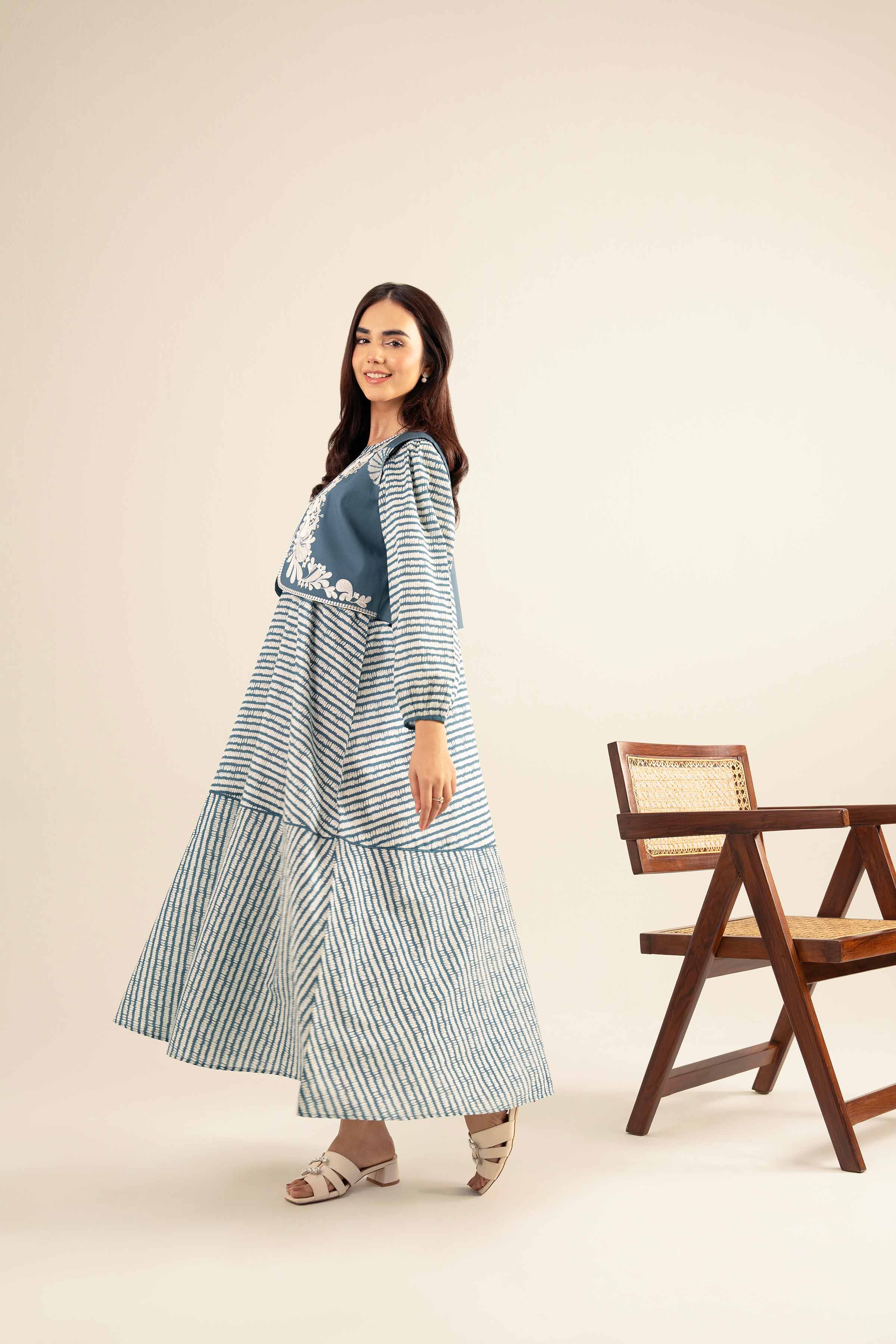NishatUK - Blue Embroidered Cambric 2-piece ready to wear Dress
