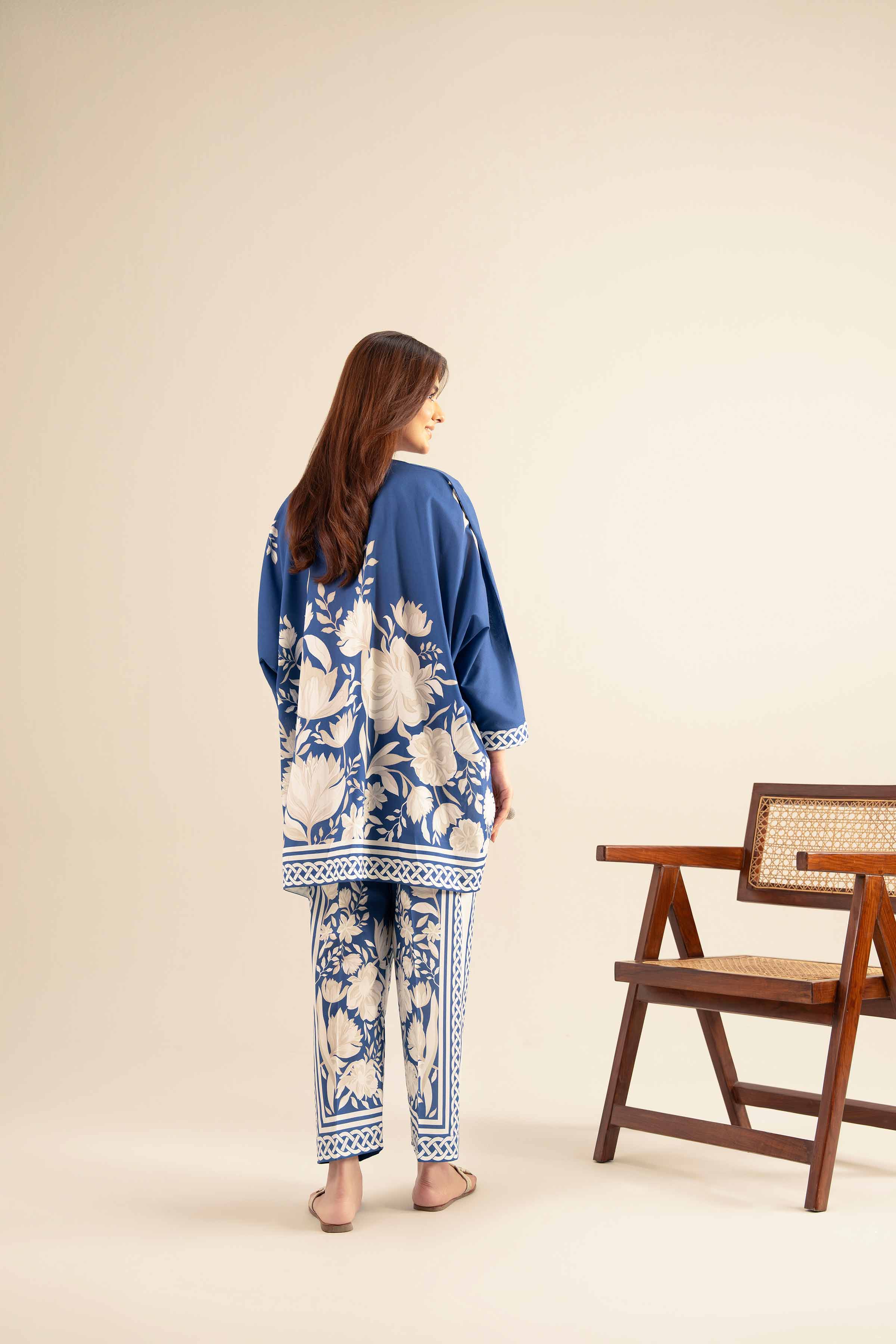 NishatUK - Blue Printed Cambric 2-piece ready to wear Dress