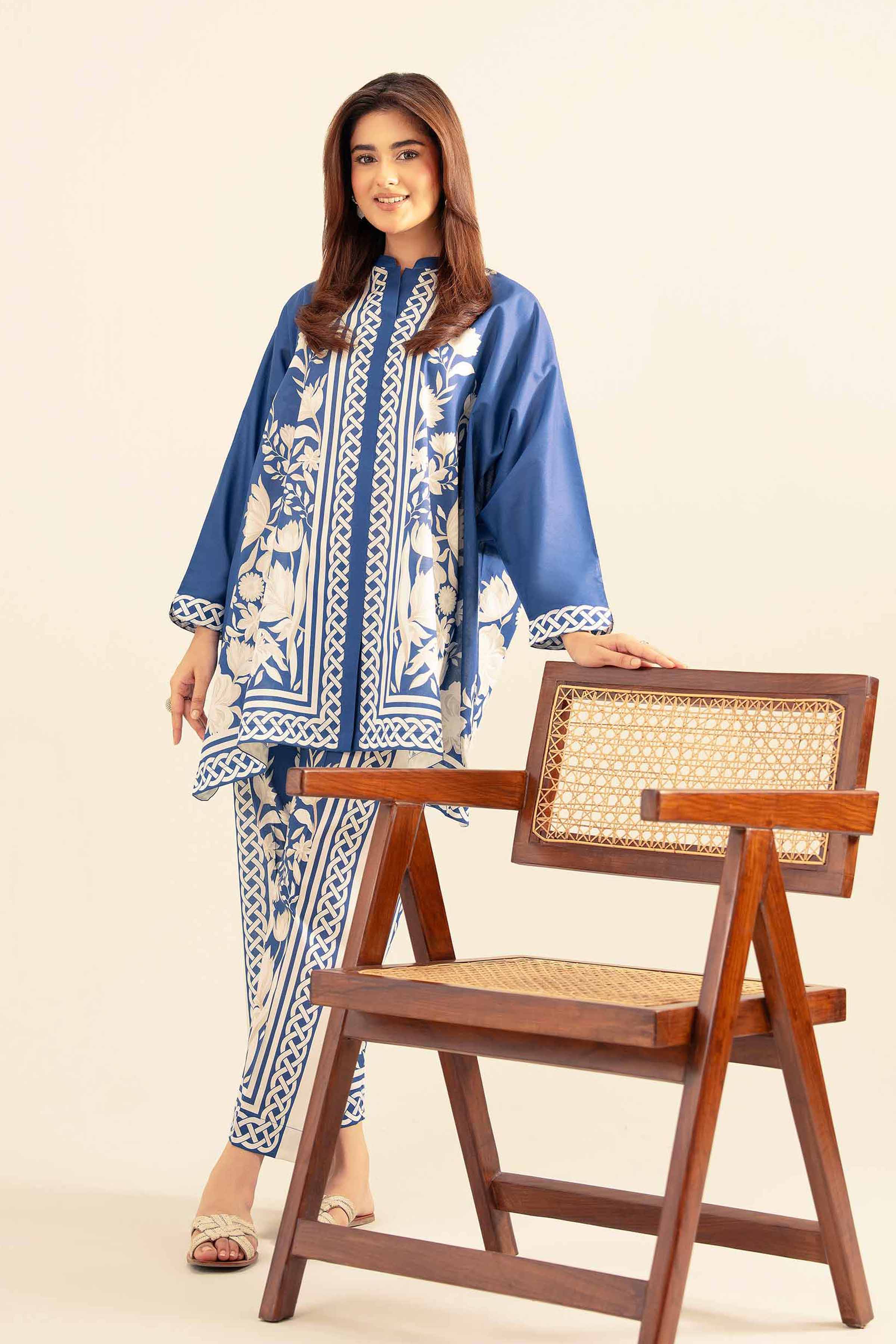 NishatUK - Blue Printed Cambric 2-piece ready to wear Dress