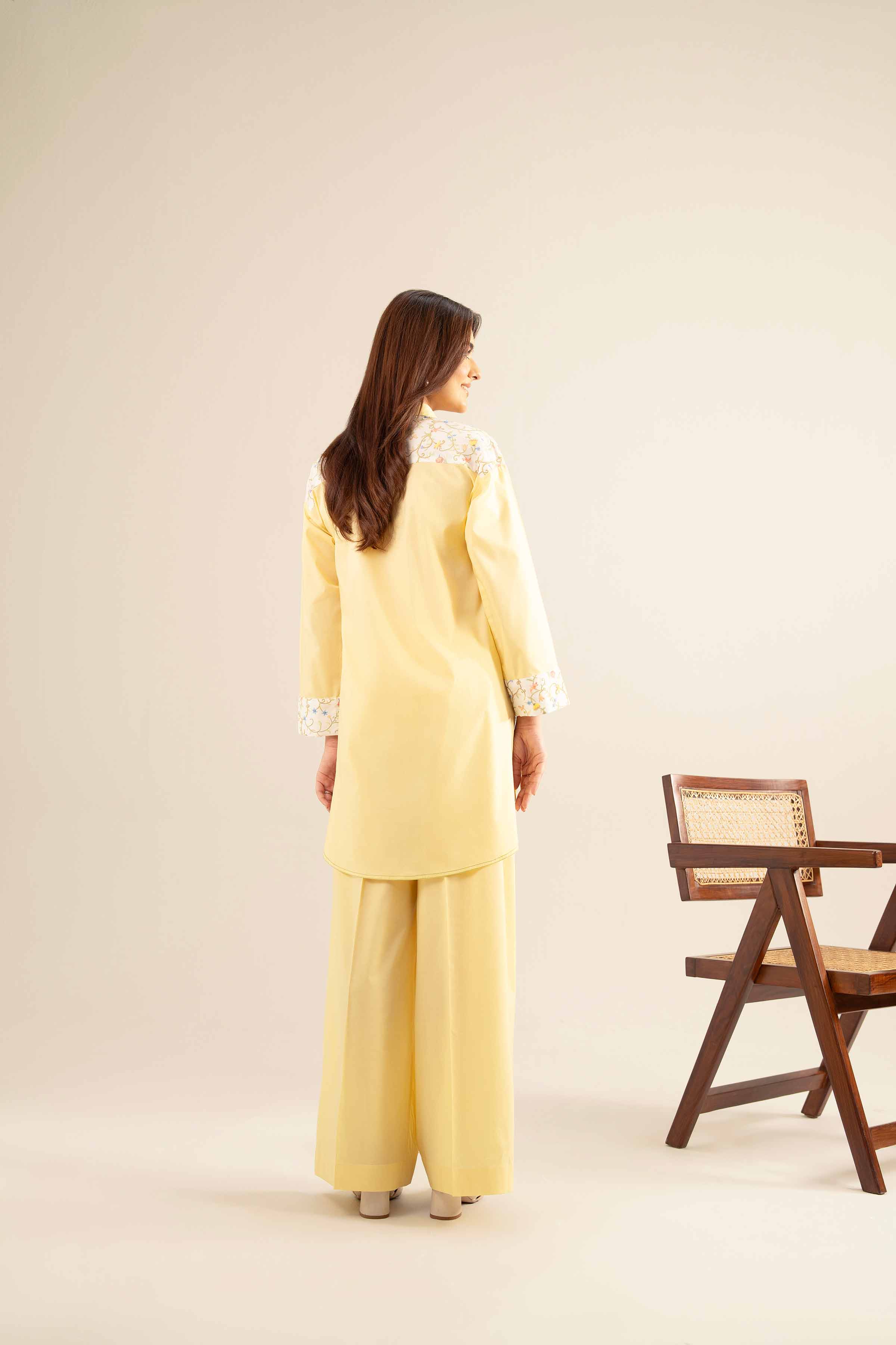 NishatUK - Yellow Solids Cambric 2-piece ready to wear Dress