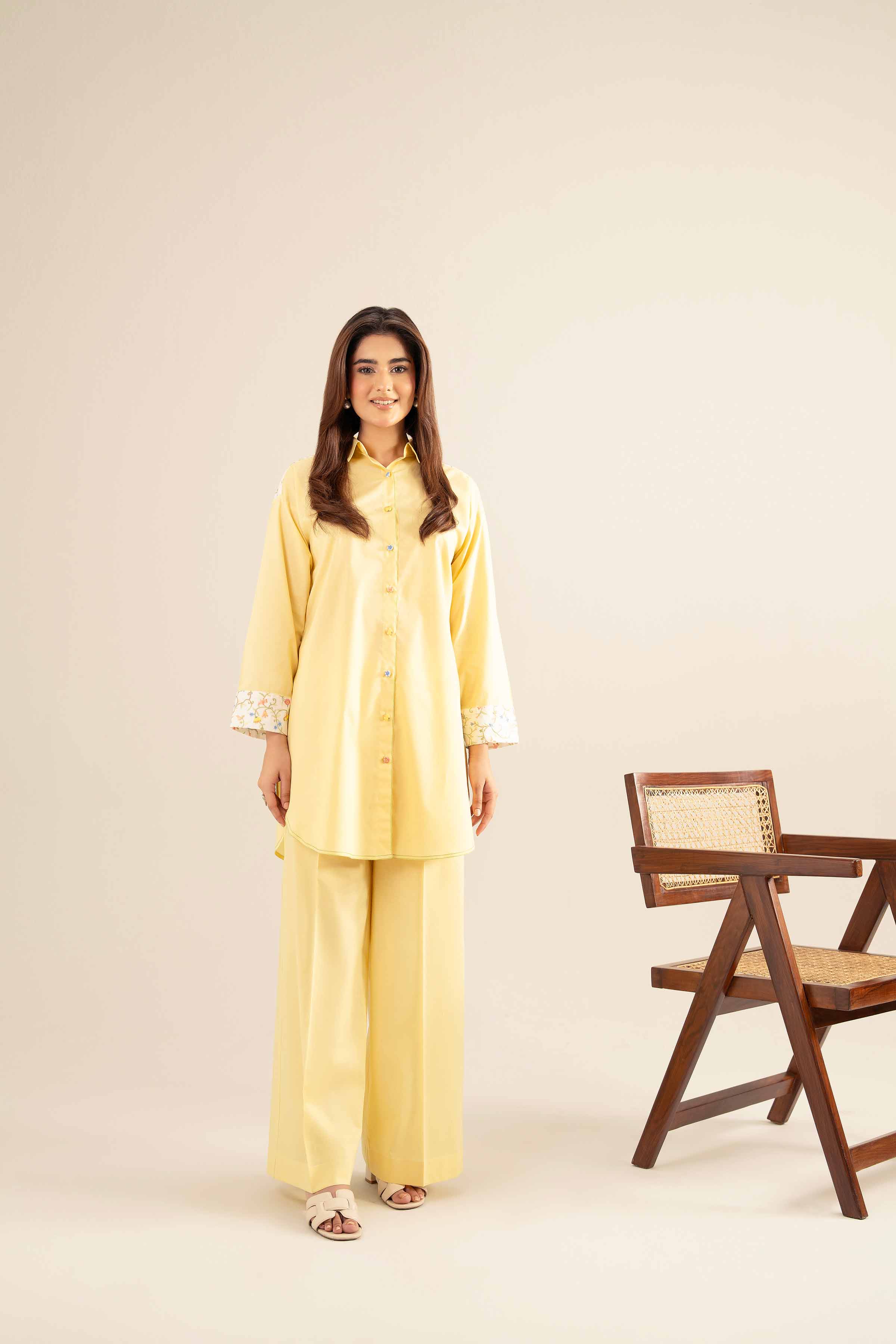 NishatUK - Yellow Solids Cambric 2-piece ready to wear Dress