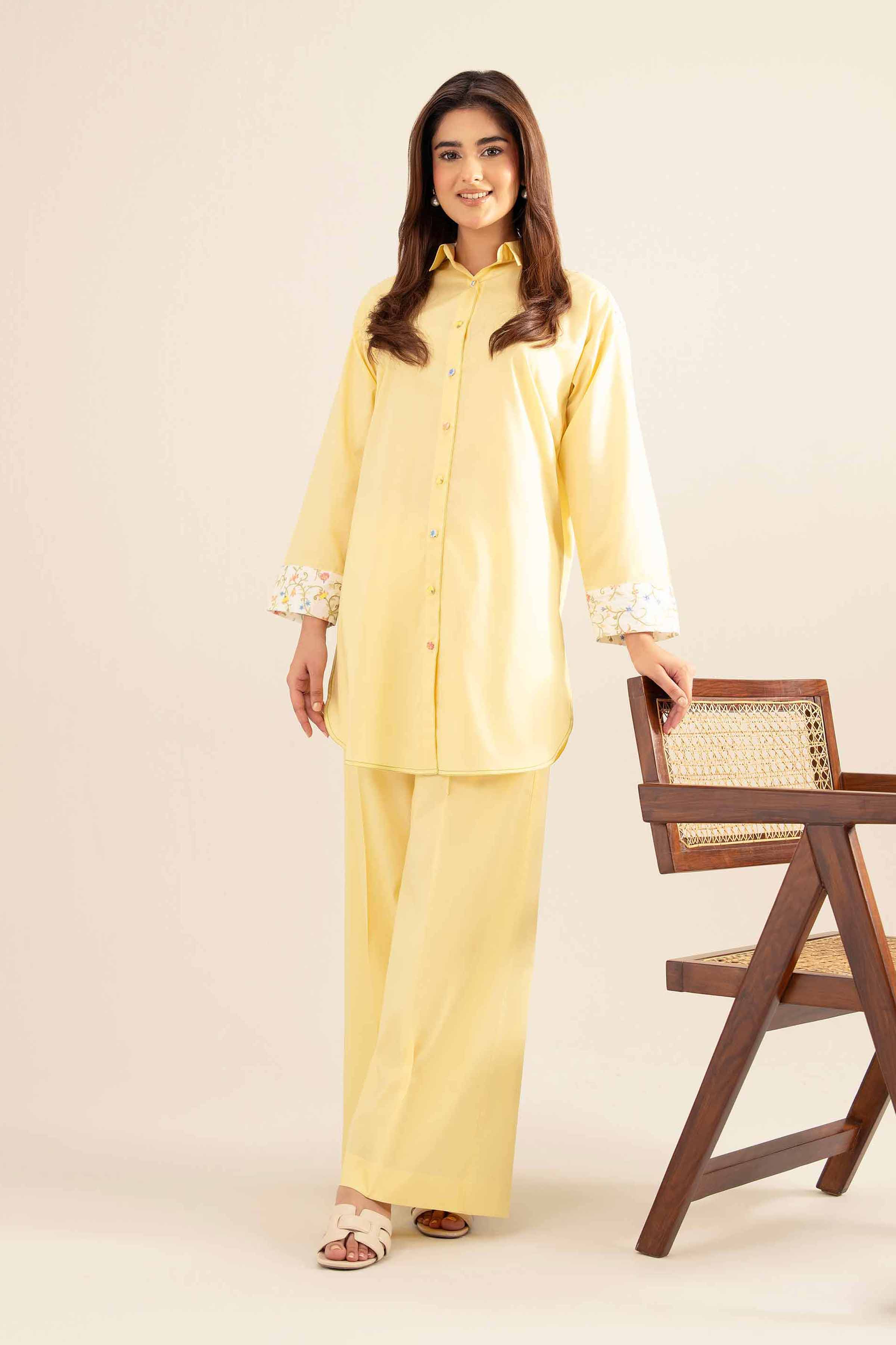 NishatUK - Yellow Solids Cambric 2-piece ready to wear Dress