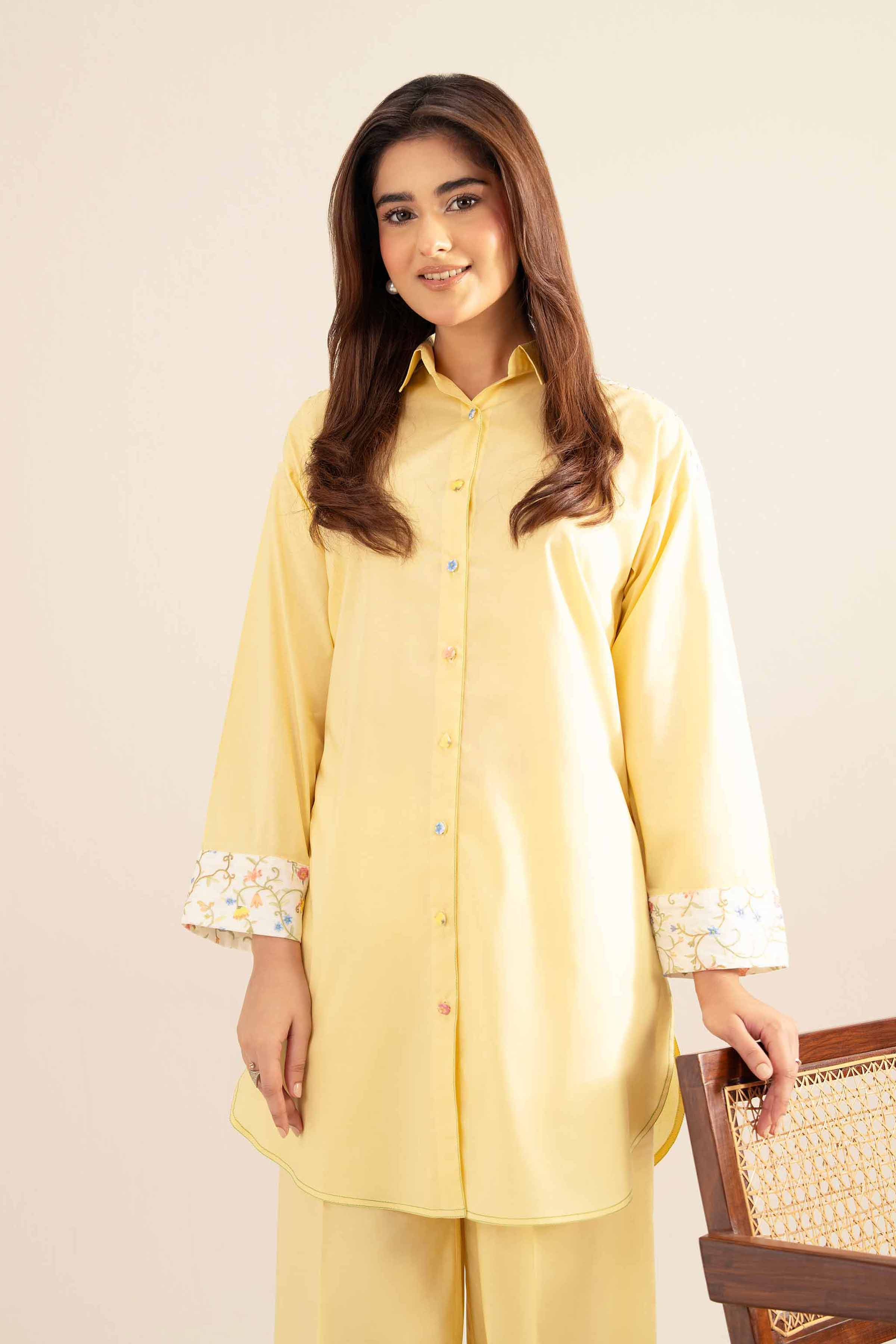 NishatUK - Yellow Solids Cambric 2-piece ready to wear Dress