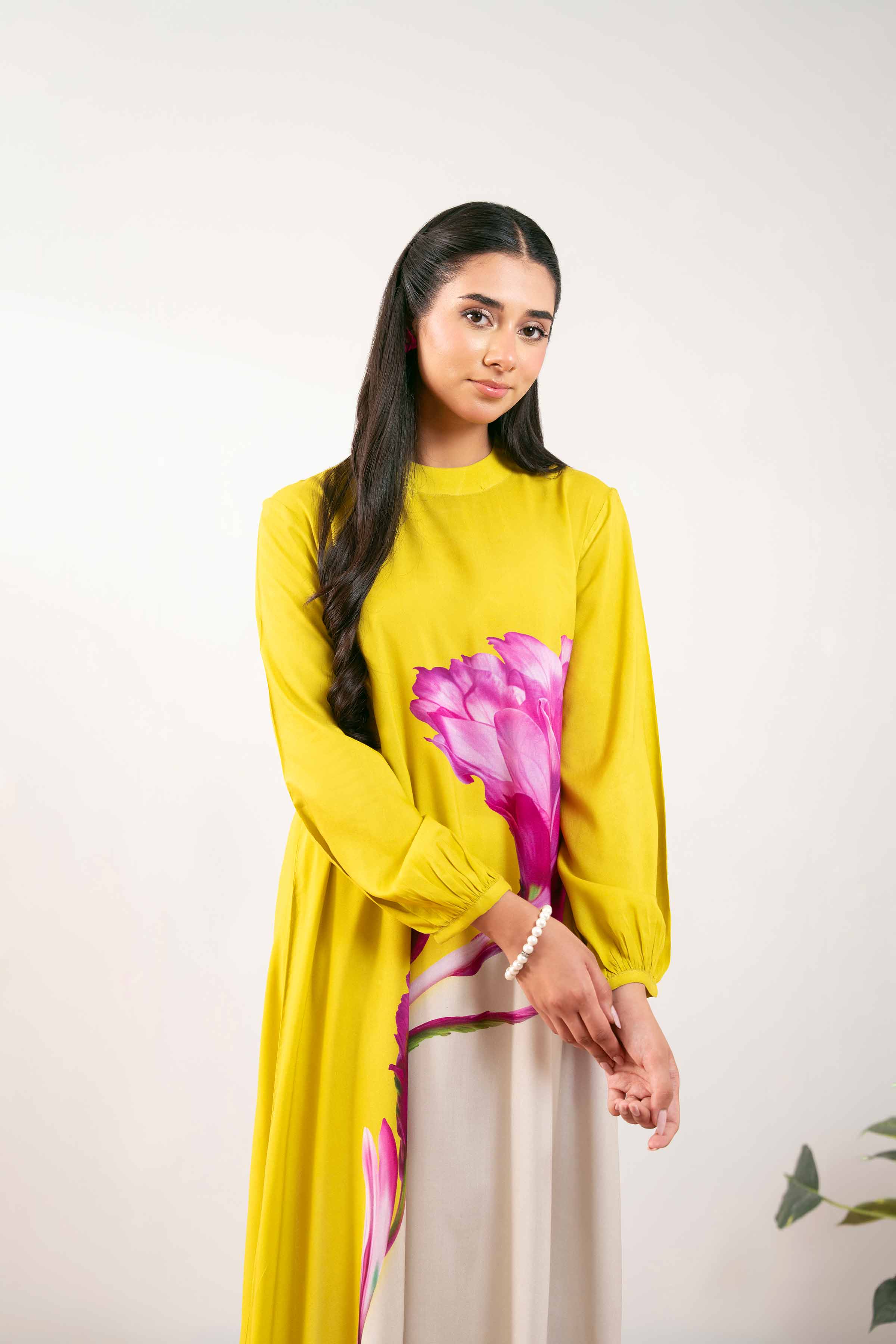 NishatUK - Neon Green Printed Lawn 1-piece ready to wear Long Dress