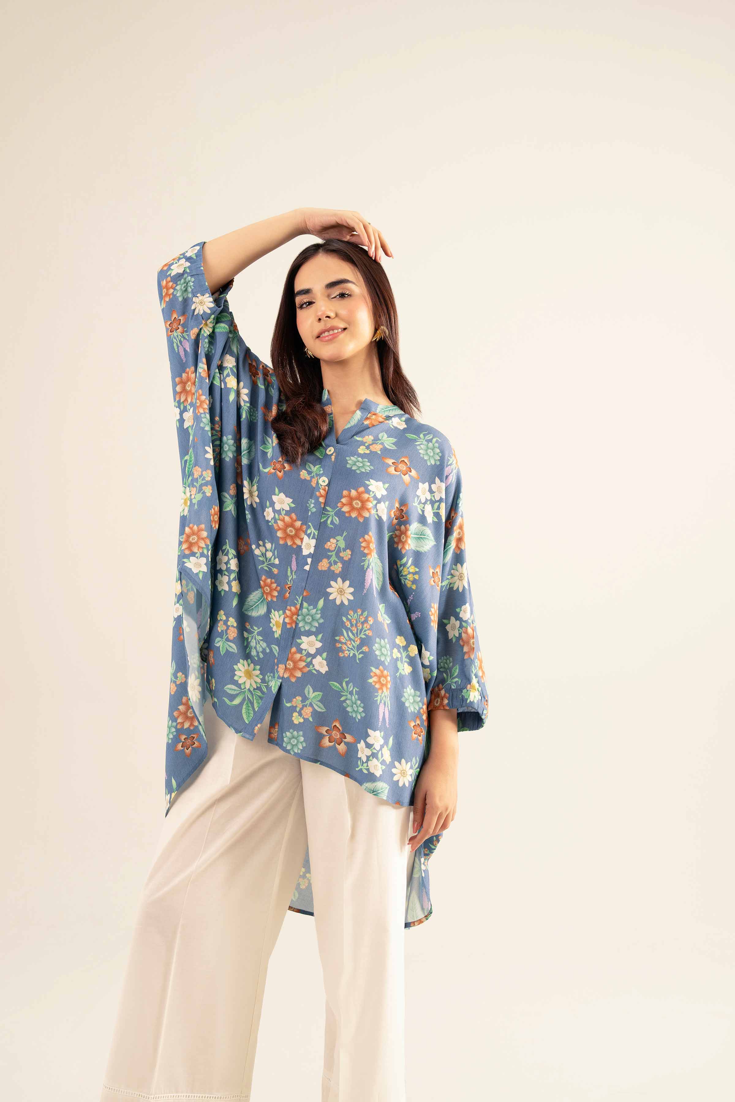 NishatUK - Blue Printed Lawn 1-piece ready to wear Shirt