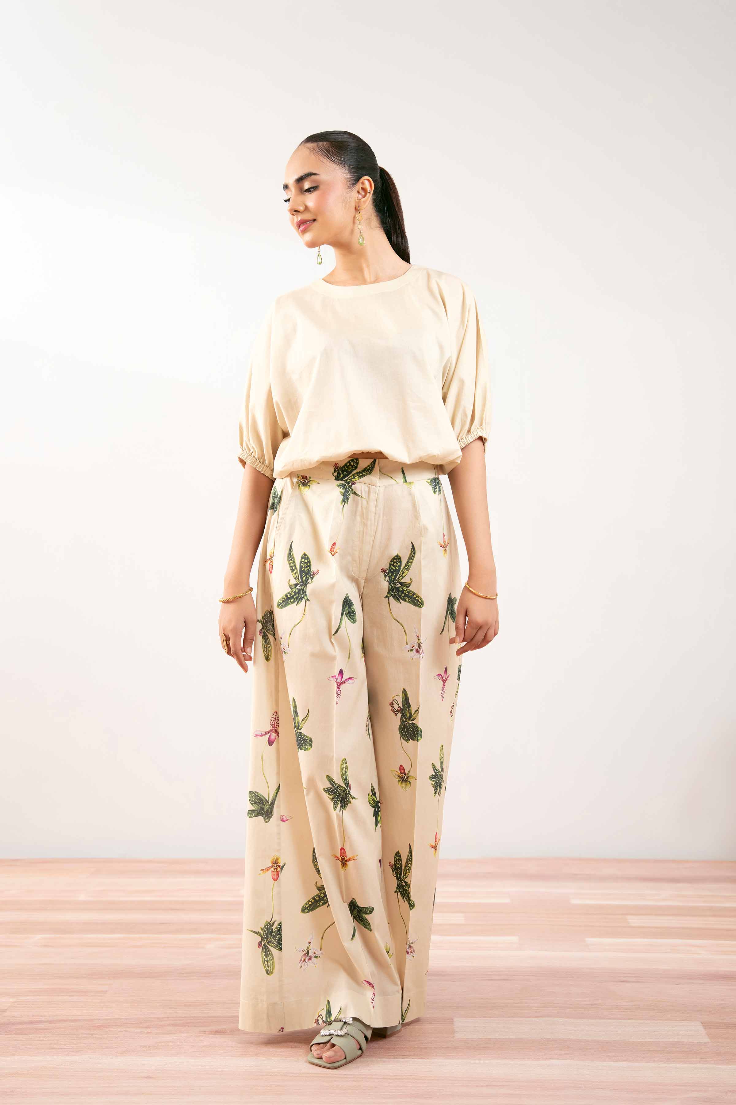 NishatUK - Beige Printed Cambric 2-piece ready to wear Dress