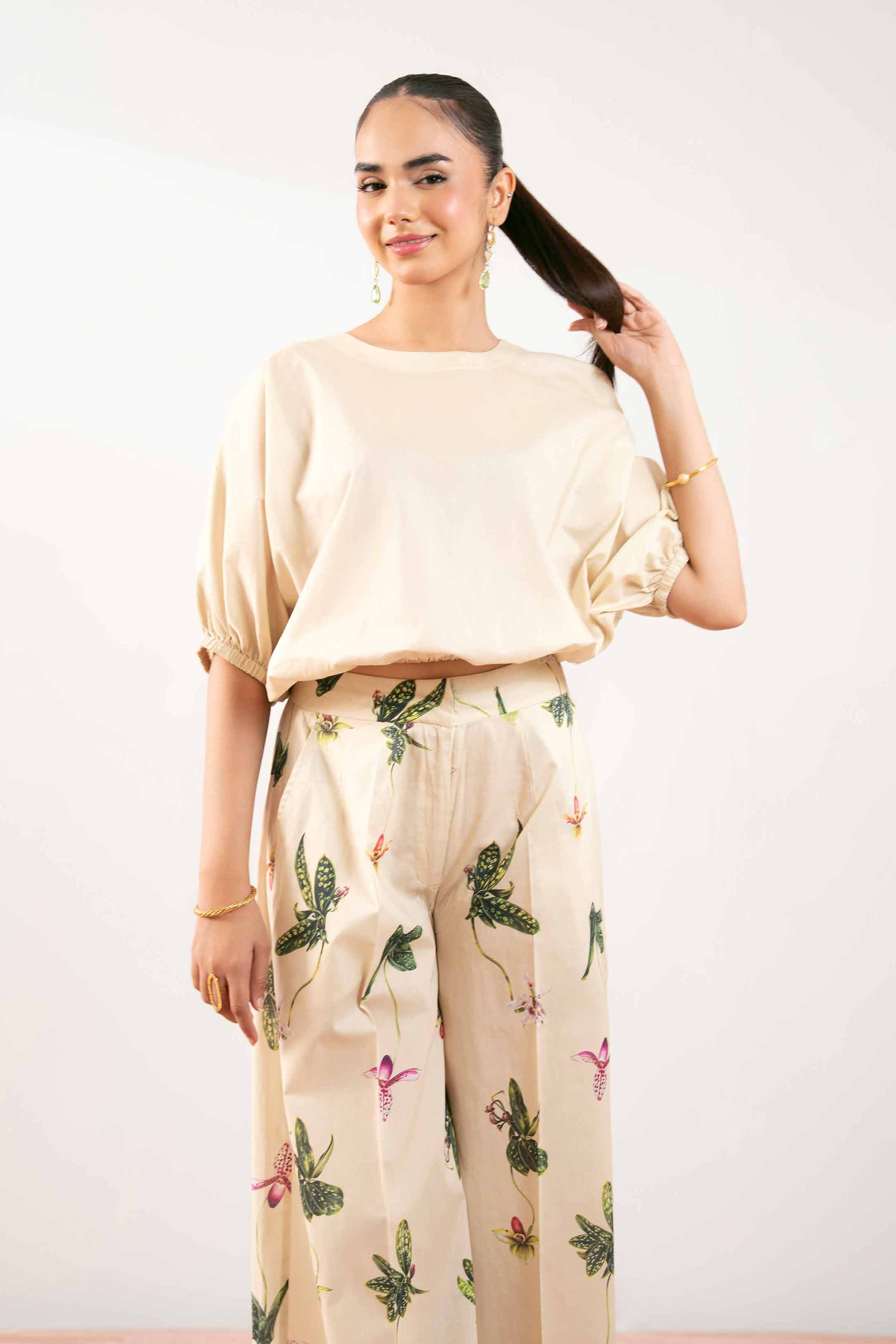 NishatUK - Beige Printed Cambric 2-piece ready to wear Dress