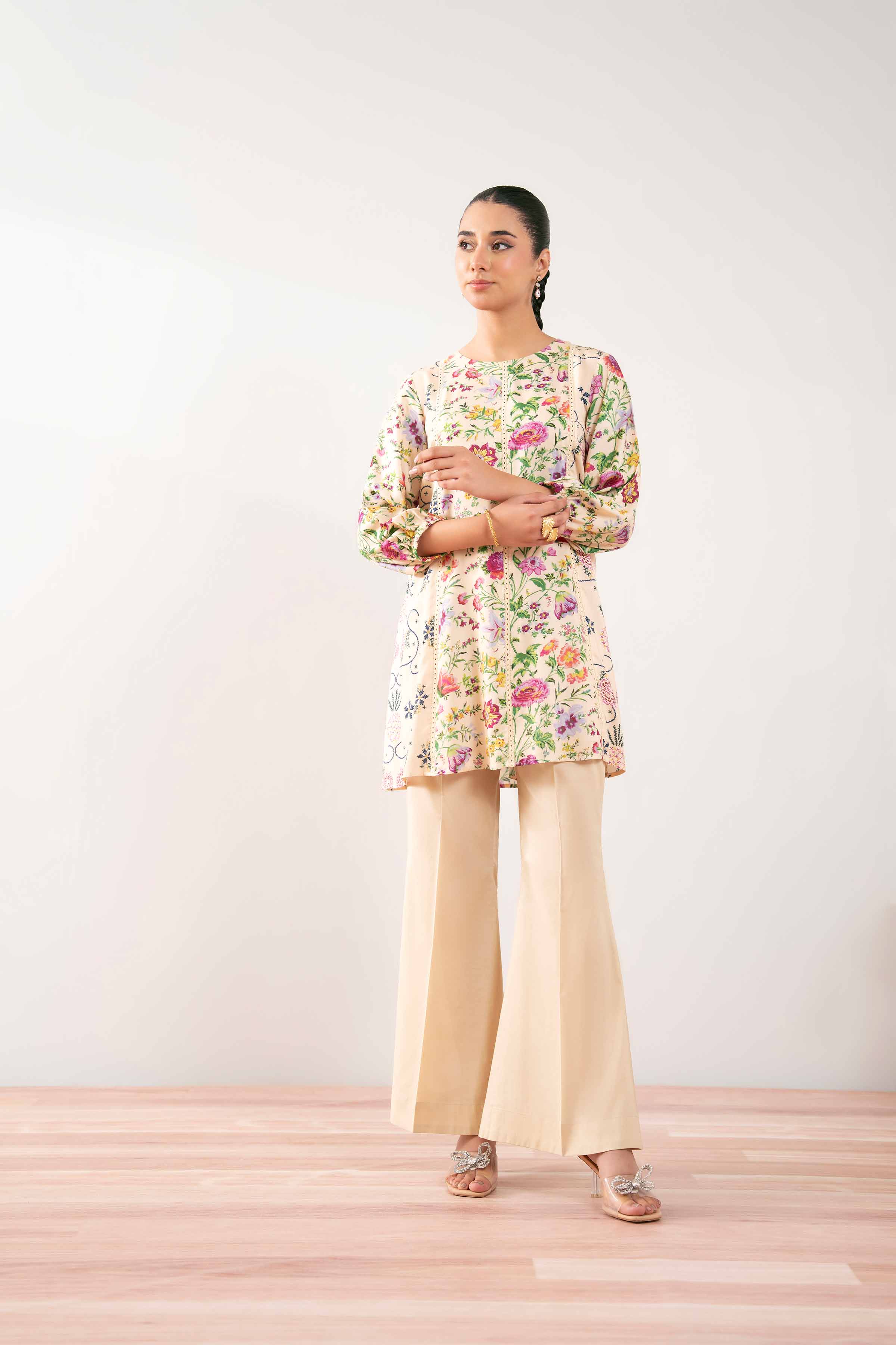 NishatUK - Beige Printed Lawn 1-piece ready to wear Tunic