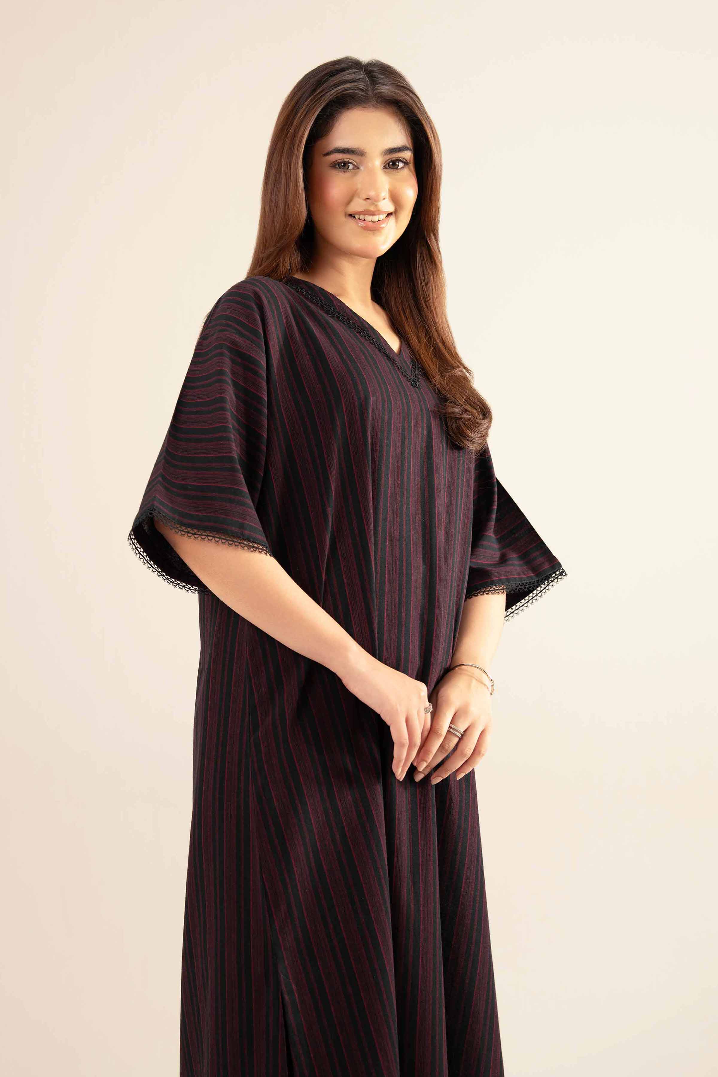 NishatUK - Black Solids Cotton 1-piece ready to wear Long Dress