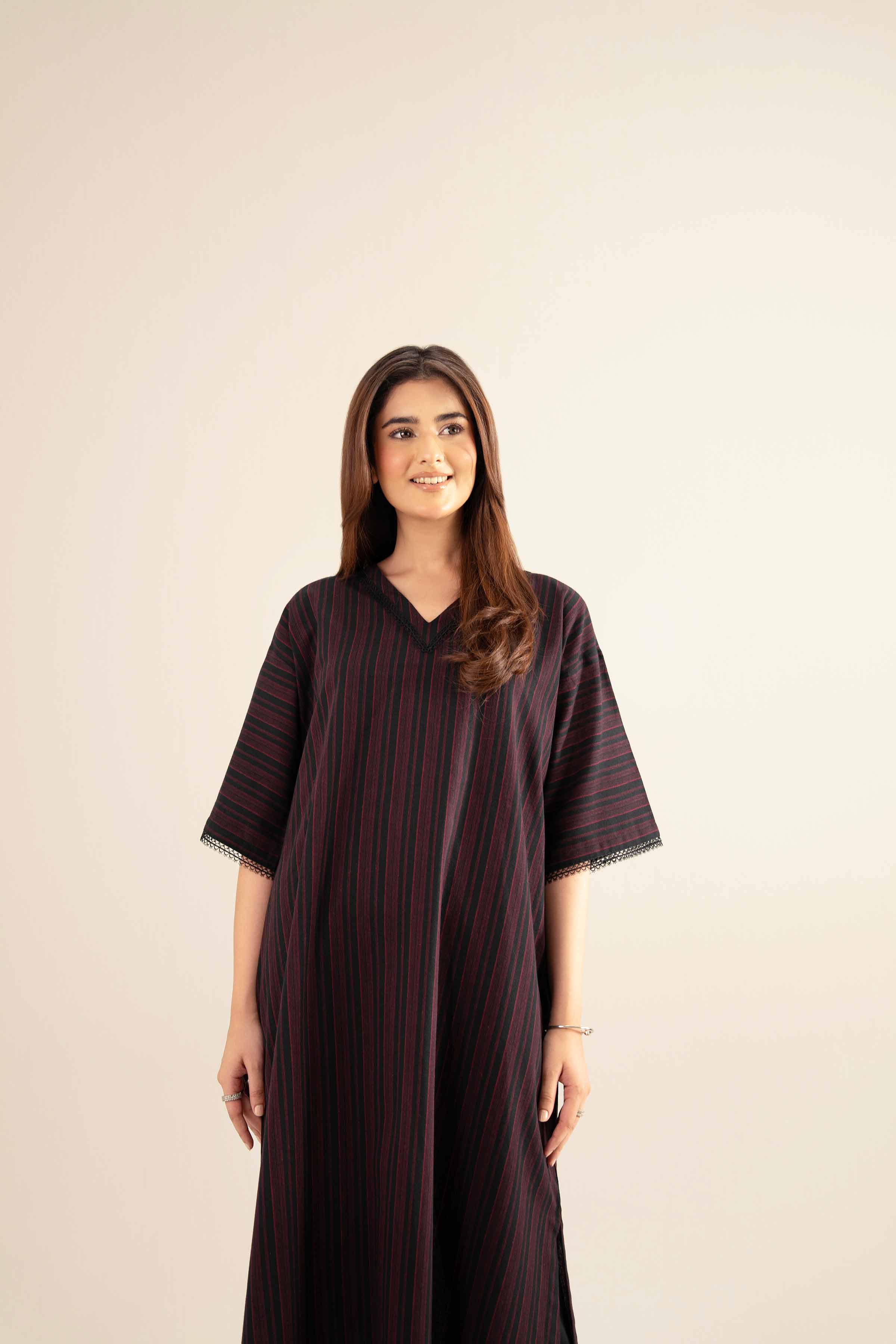 NishatUK - Black Solids Cotton 1-piece ready to wear Long Dress