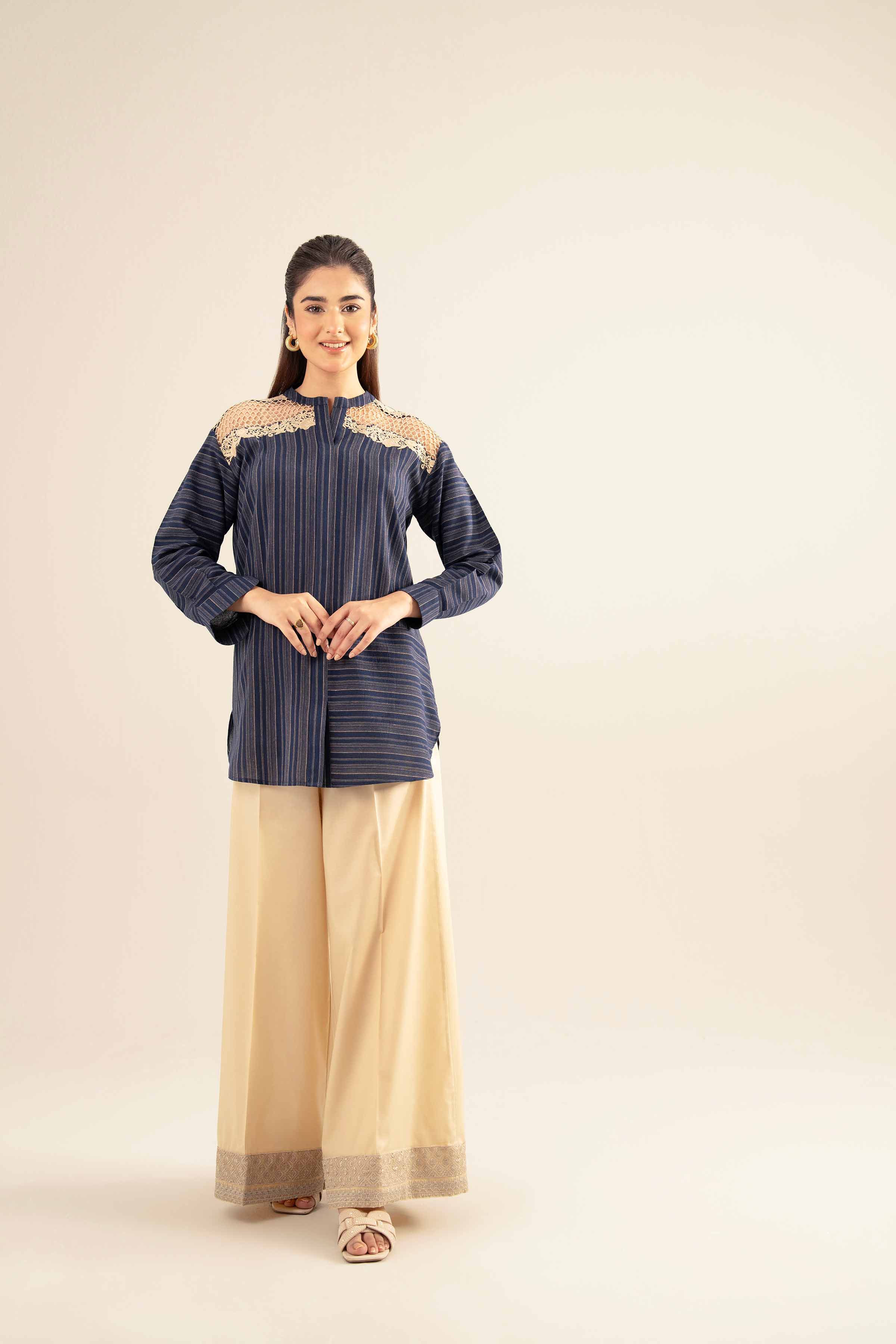 NishatUK - Blue Solids Cotton 1-piece ready to wear Tunic