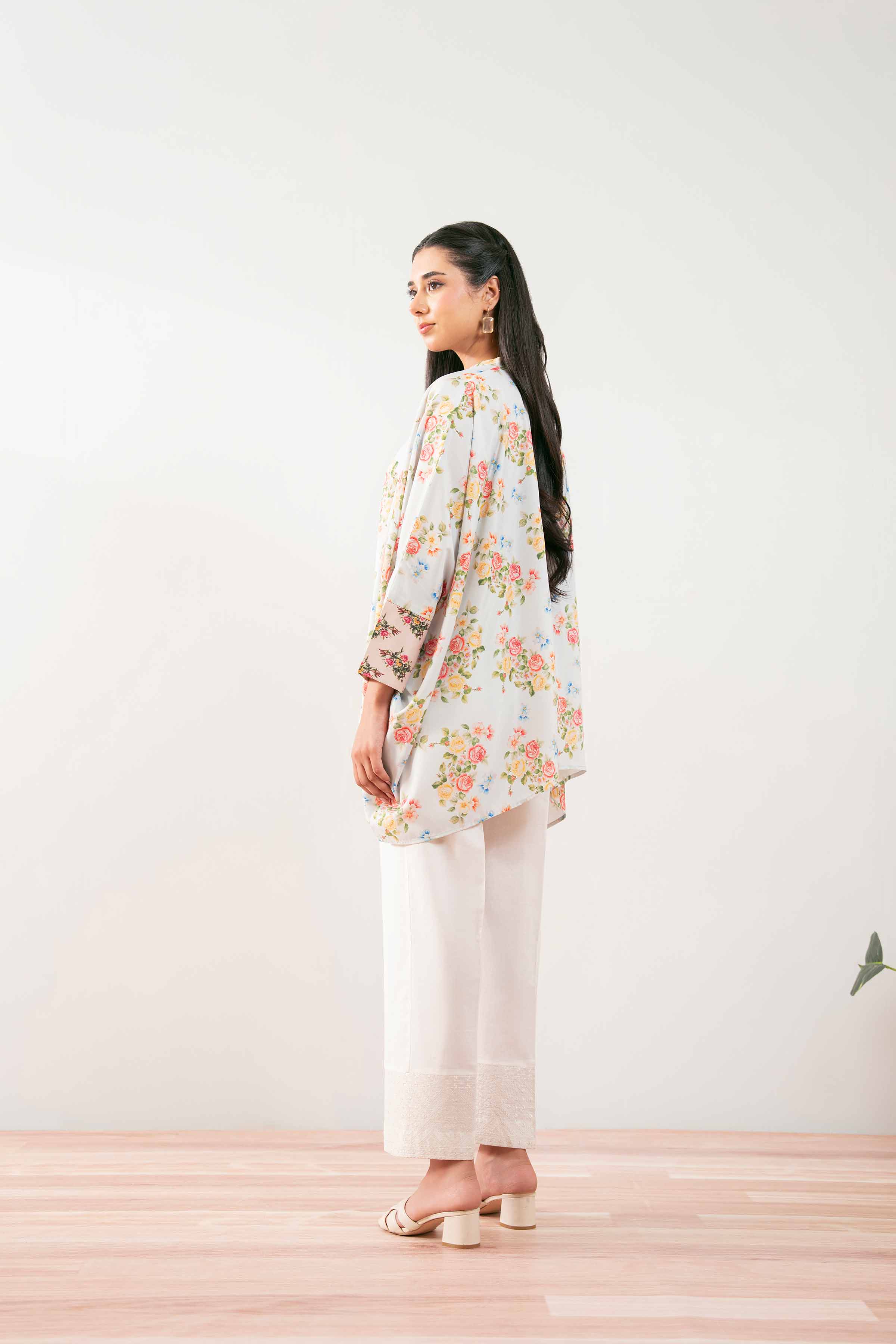 NishatUK - Brown Printed Silk 1-piece ready to wear Tunic