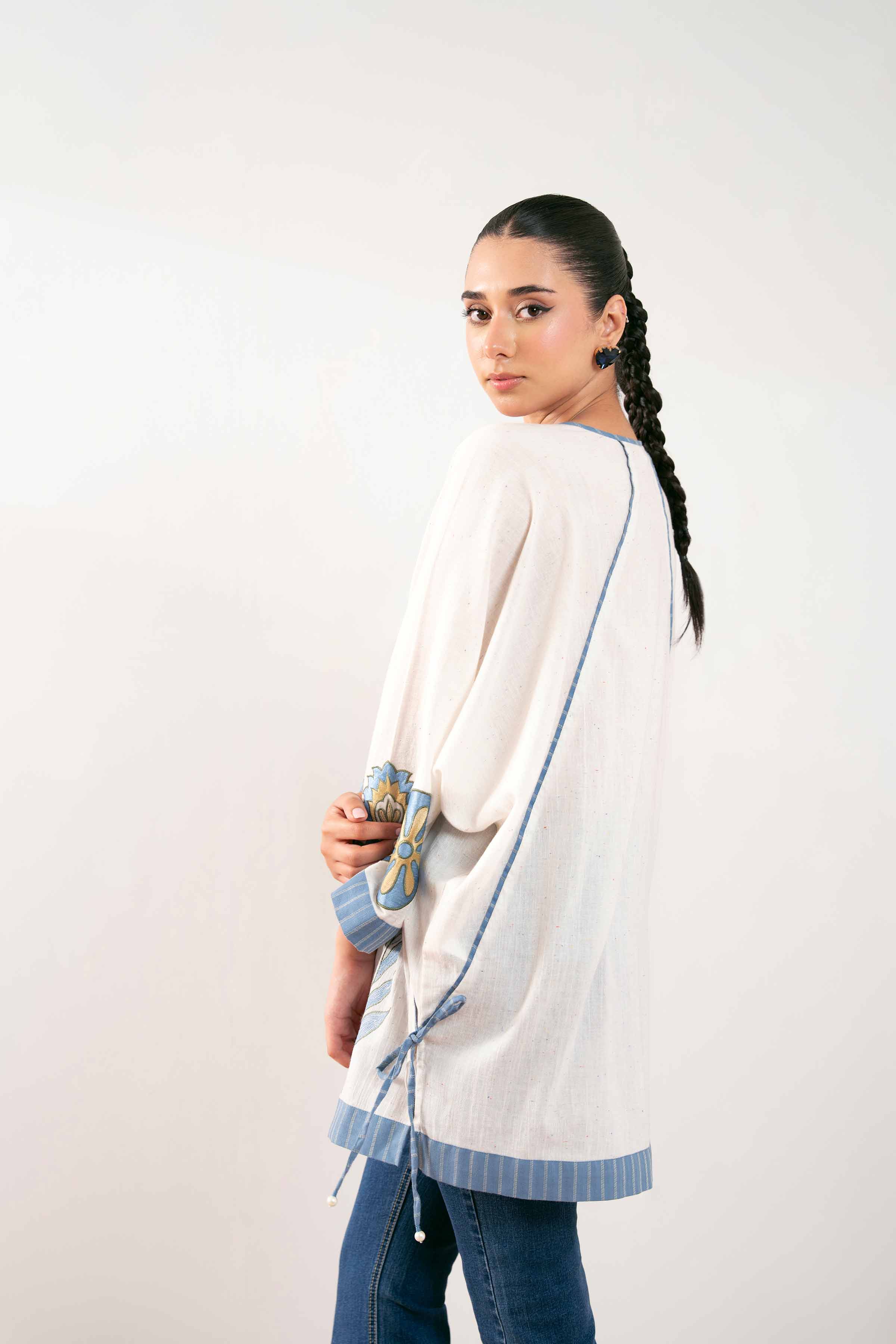 NishatUK - White Embroidered Cotton 1-piece ready to wear Tunic