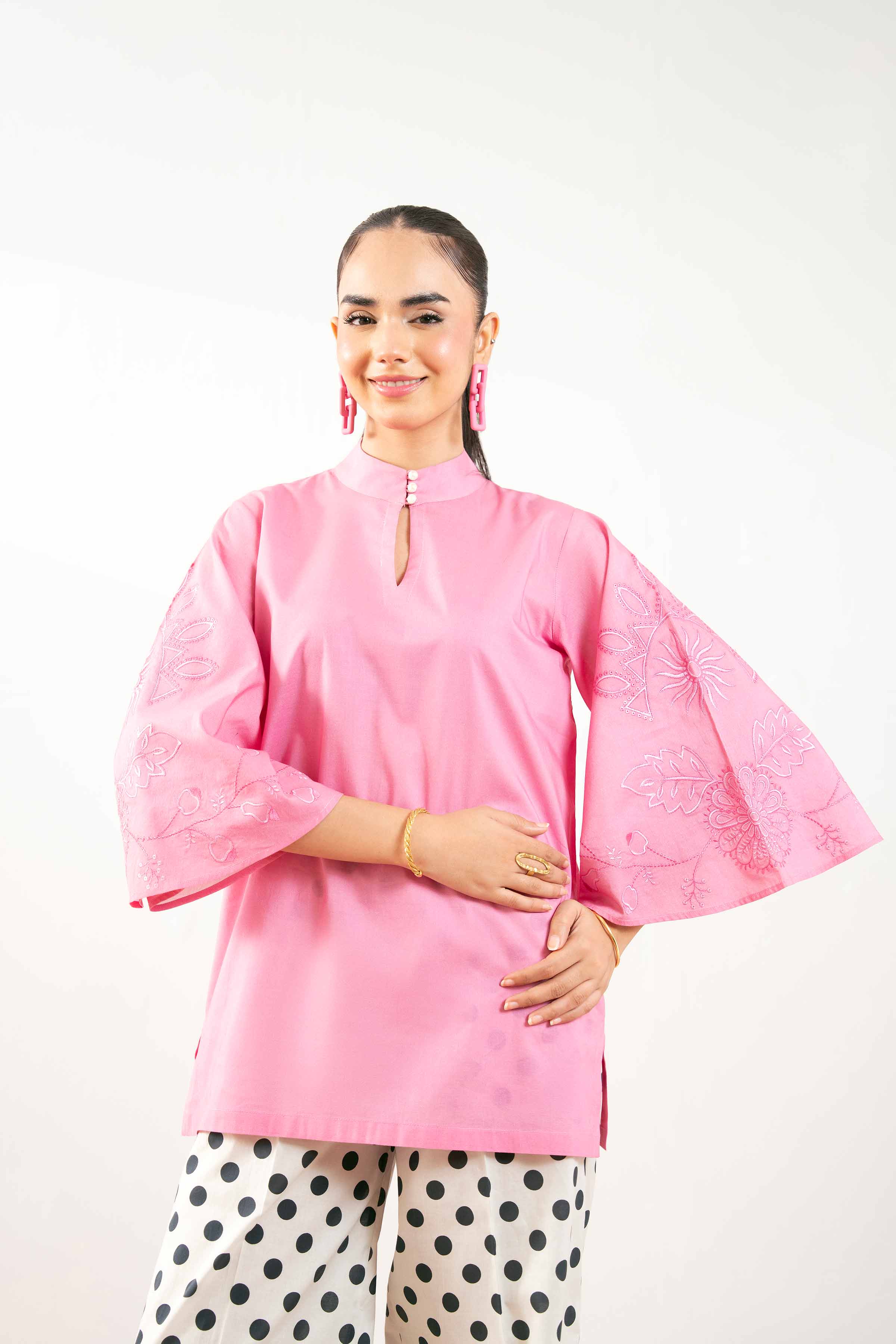 NishatUK - Pink Embroidered Cambric 2-piece ready to wear Dress