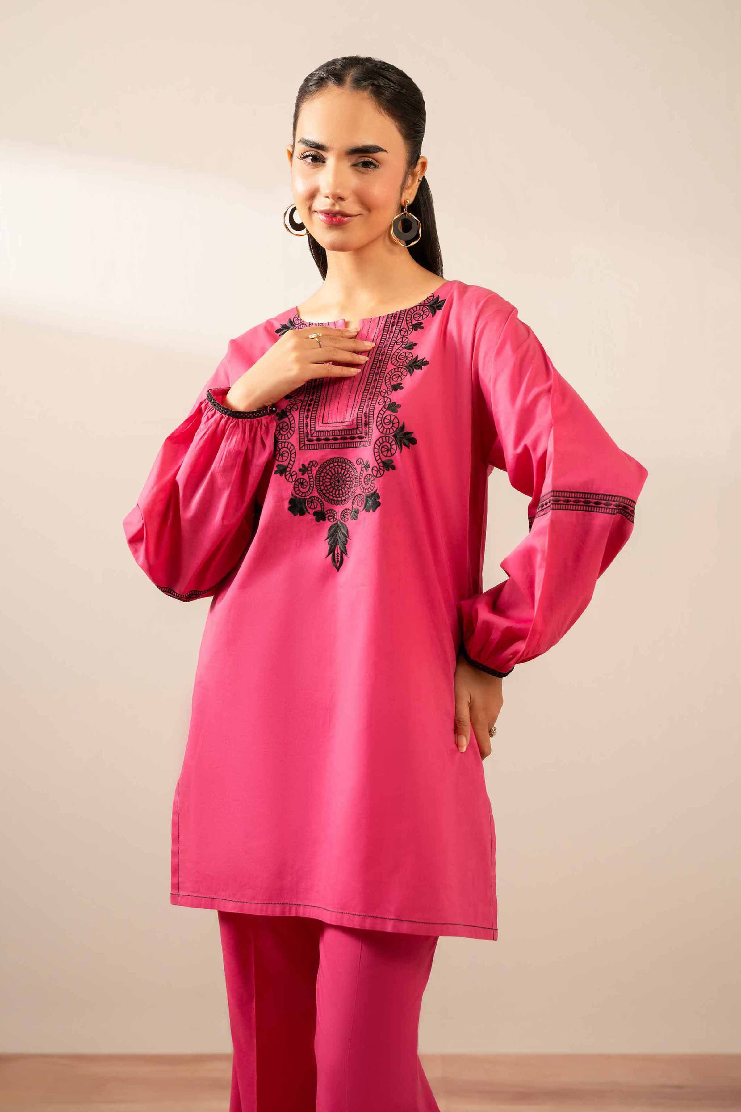 NishatUK - Pink Embroidered Cambric 2-piece ready to wear Dress