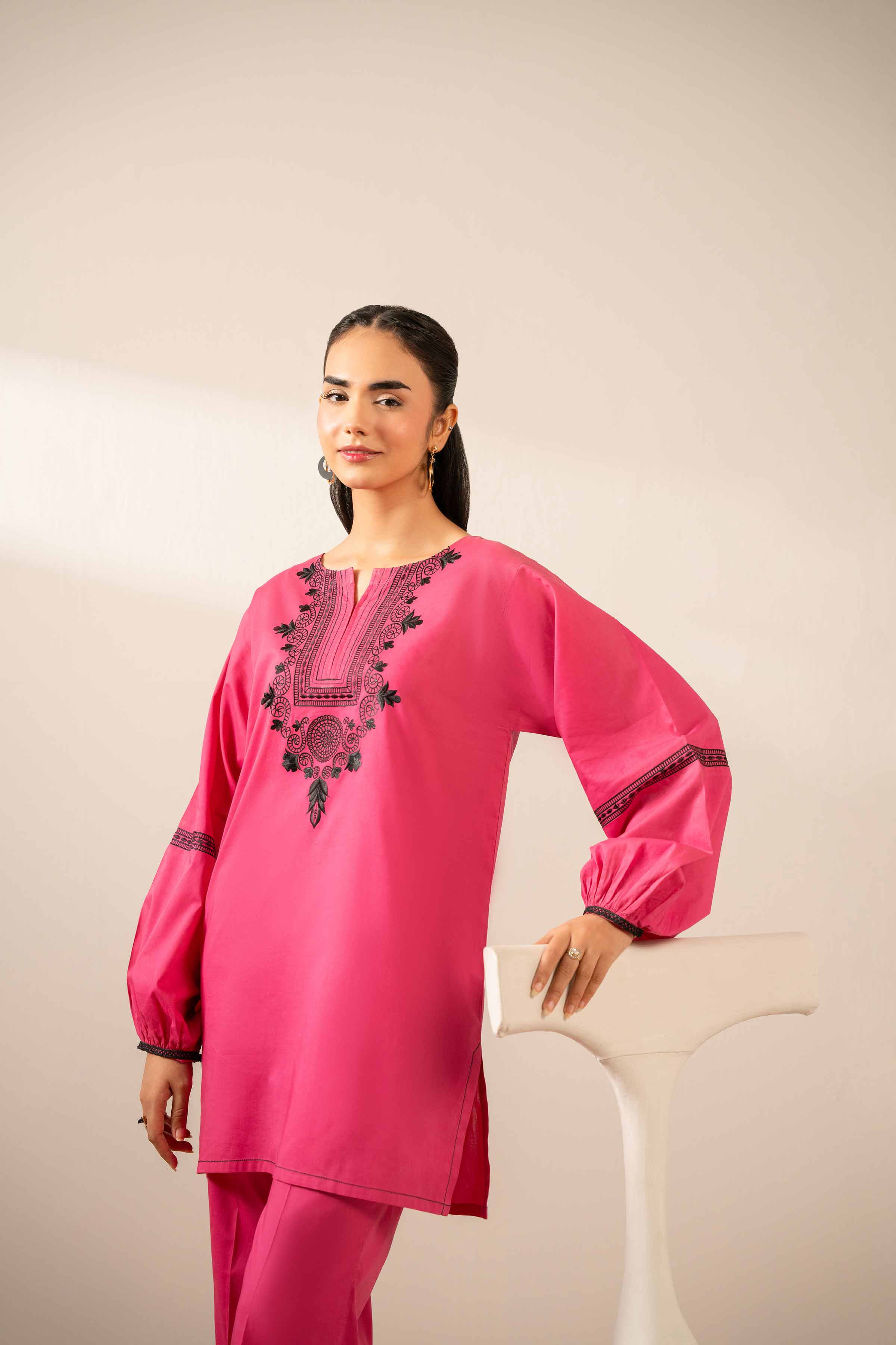 NishatUK - Pink Embroidered Cambric 2-piece ready to wear Dress