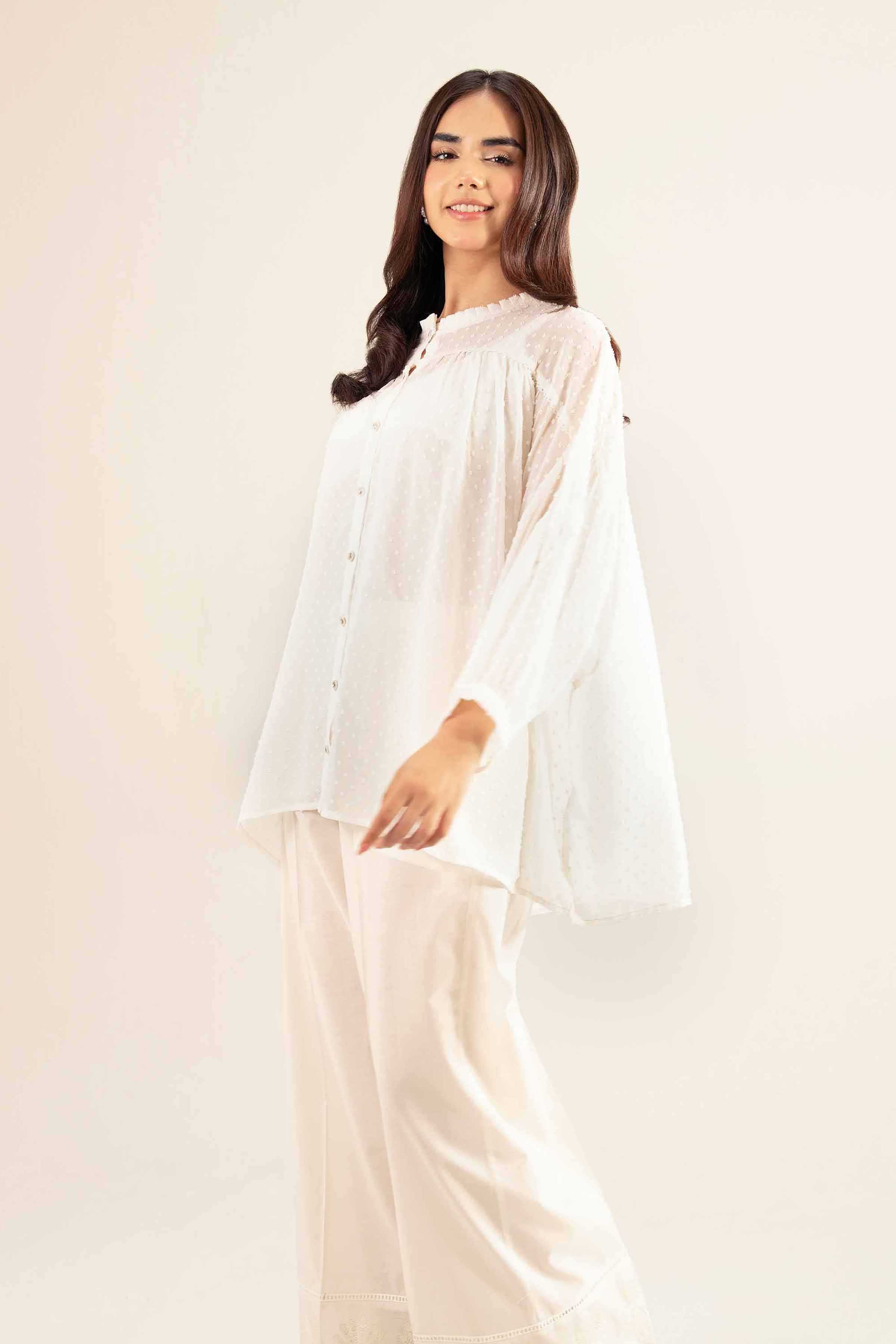 NishatUK - White Solids Brouche 1-piece ready to wear Tunic