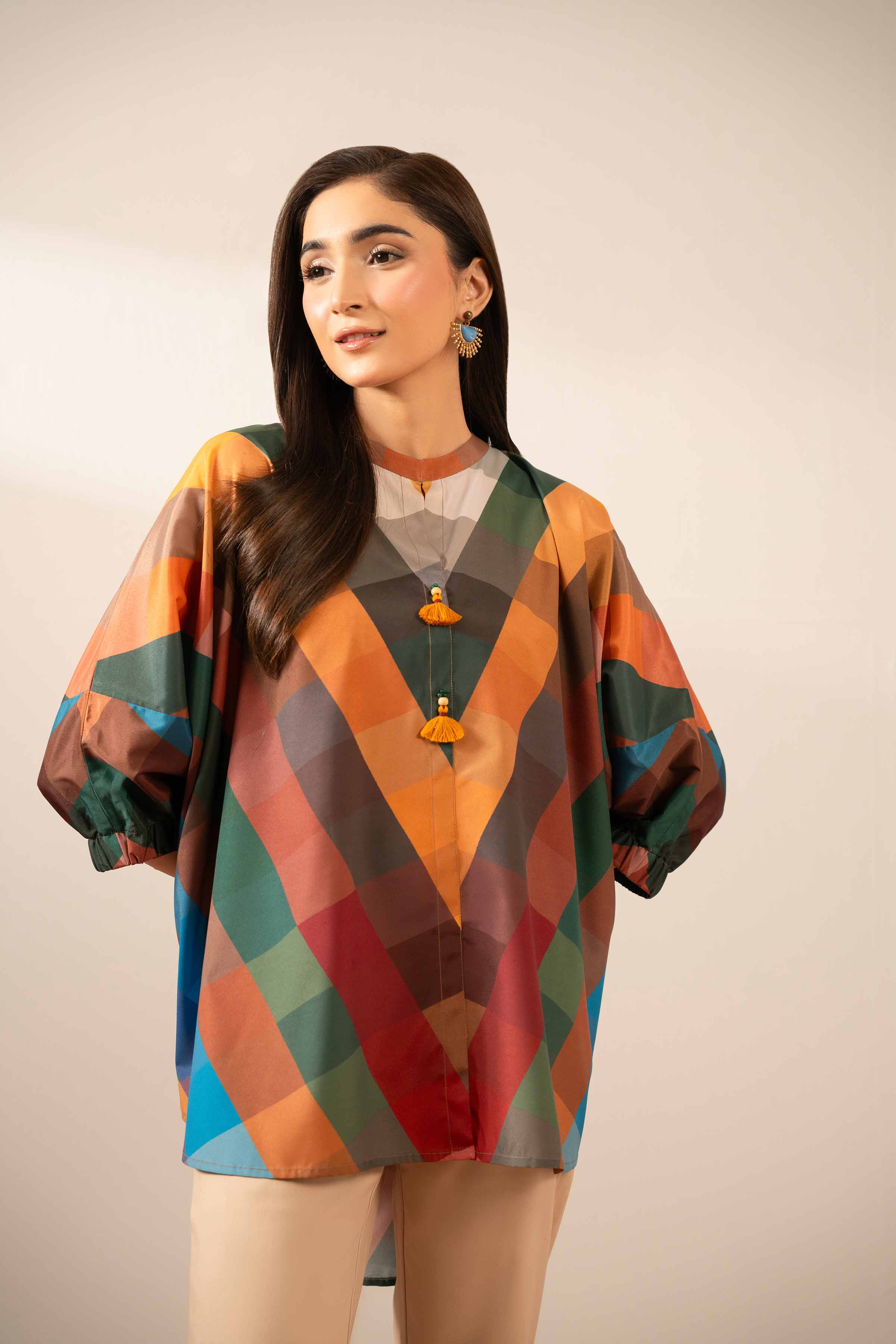 NishatUK - Multi Printed Silk 1-piece ready to wear Tunic