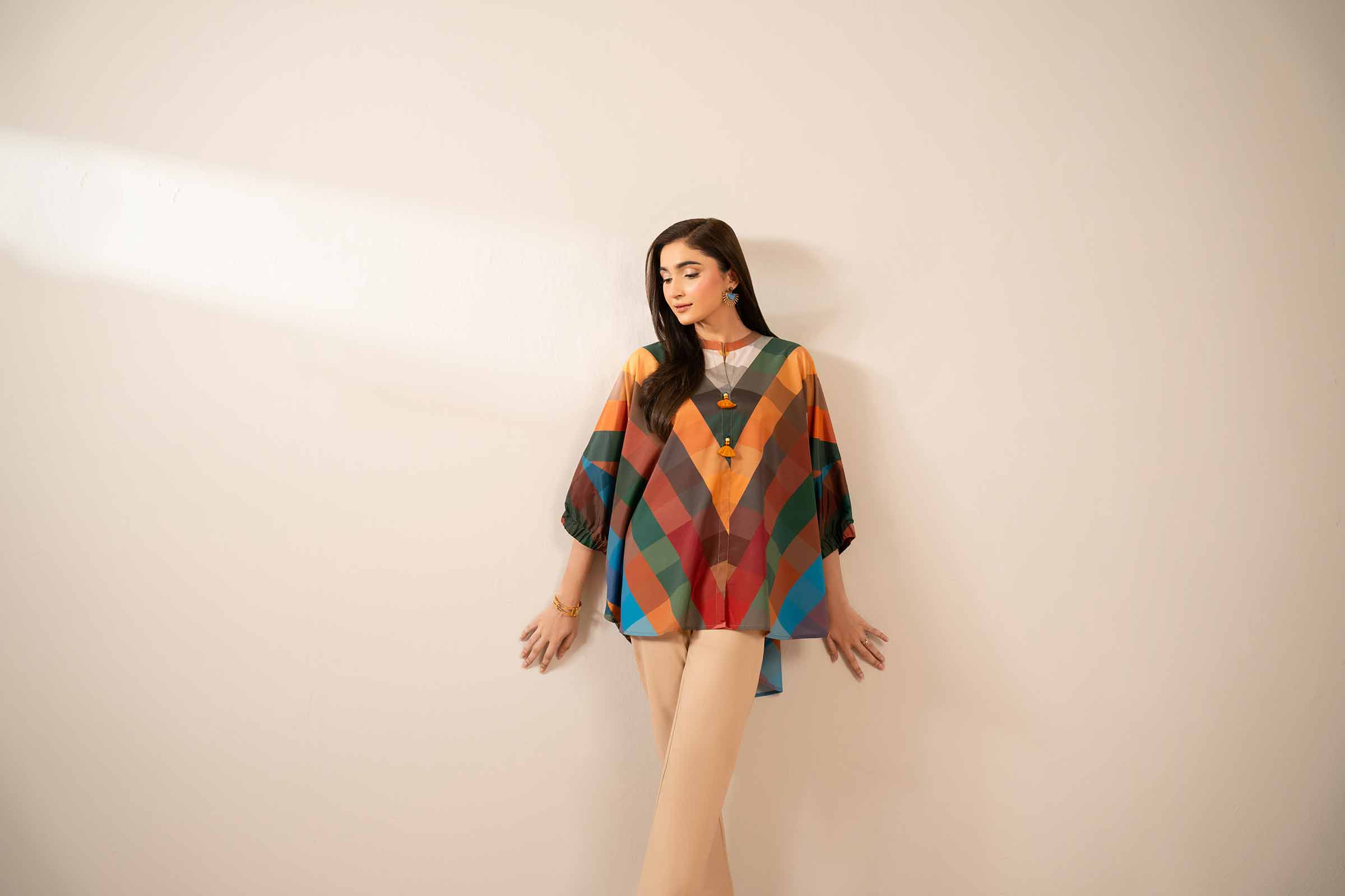 NishatUK - Multi Printed Silk 1-piece ready to wear Tunic