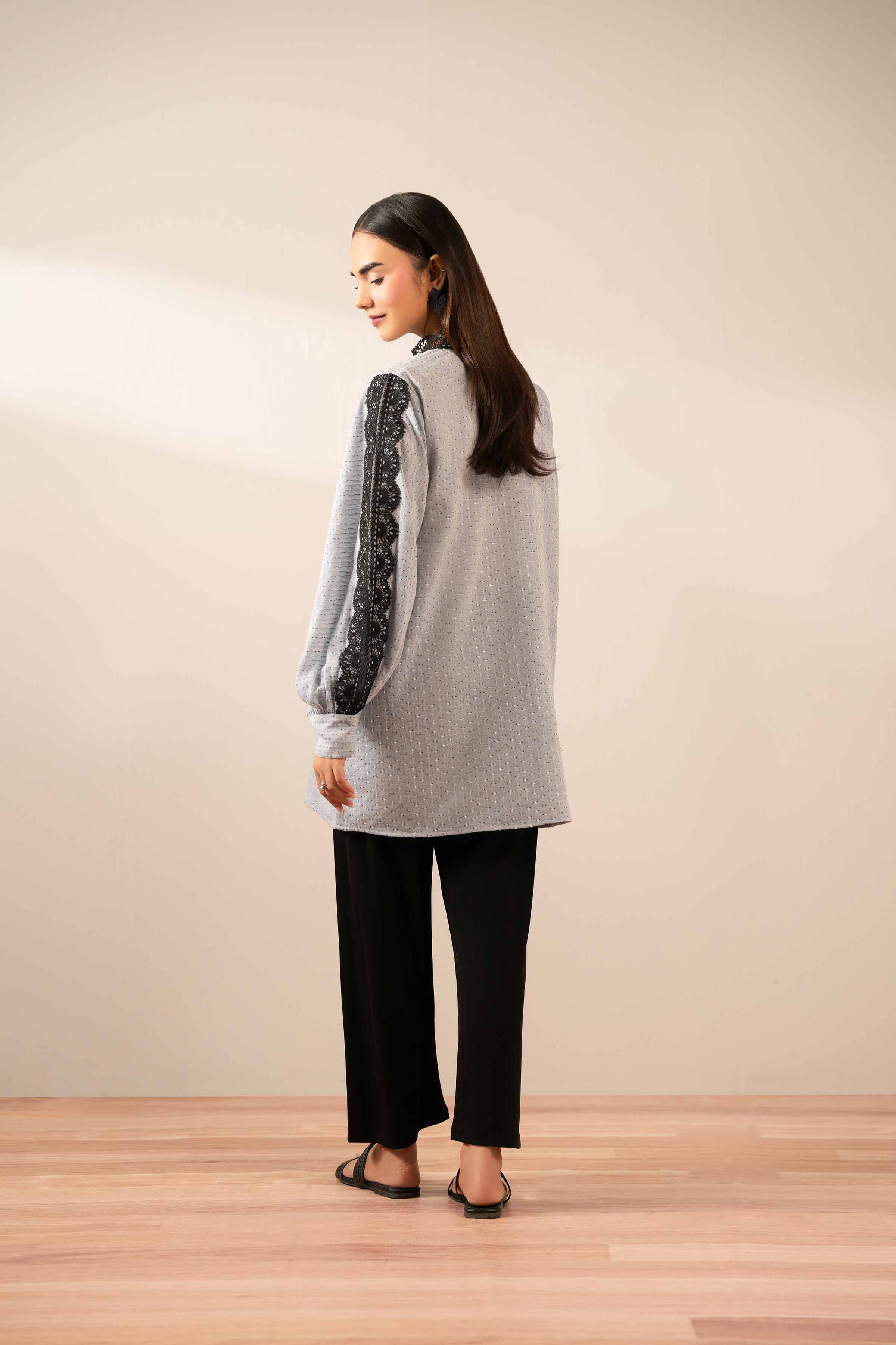 NishatUK - Grey Solids Jacquard 1-piece ready to wear Tunic