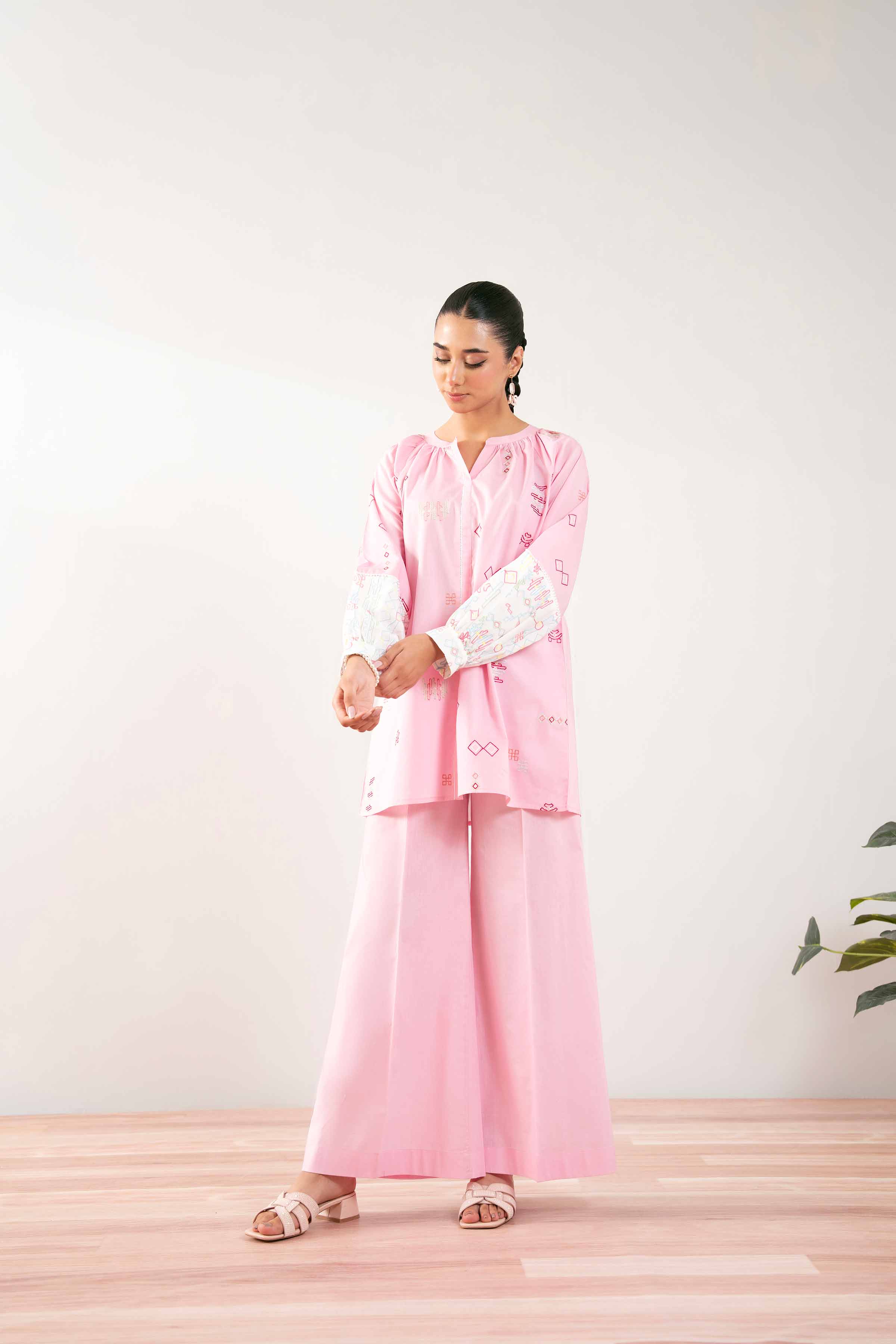NishatUK - Pink Embroidered Cambric 2-piece ready to wear Dress