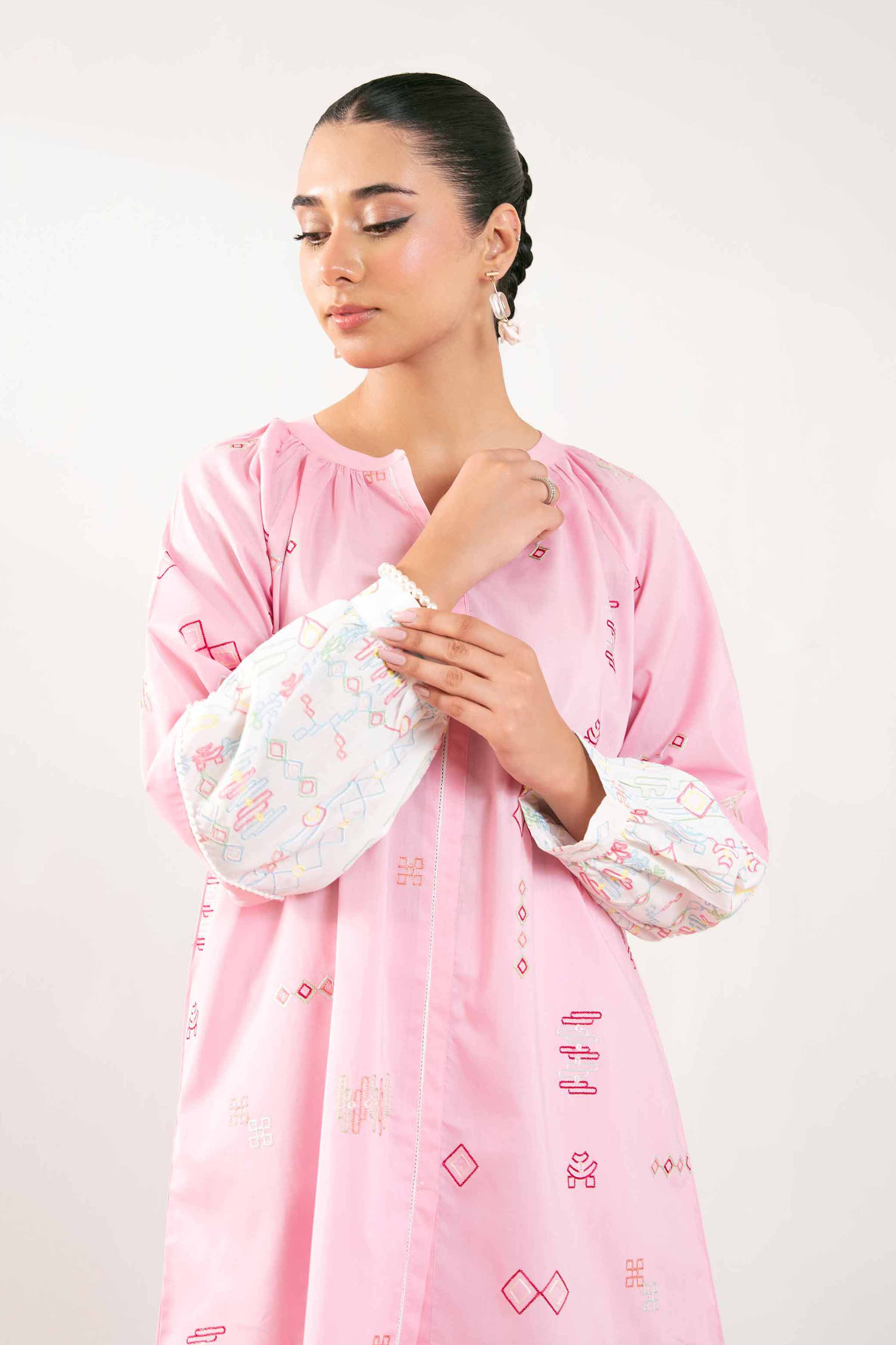 NishatUK - Pink Embroidered Cambric 2-piece ready to wear Dress