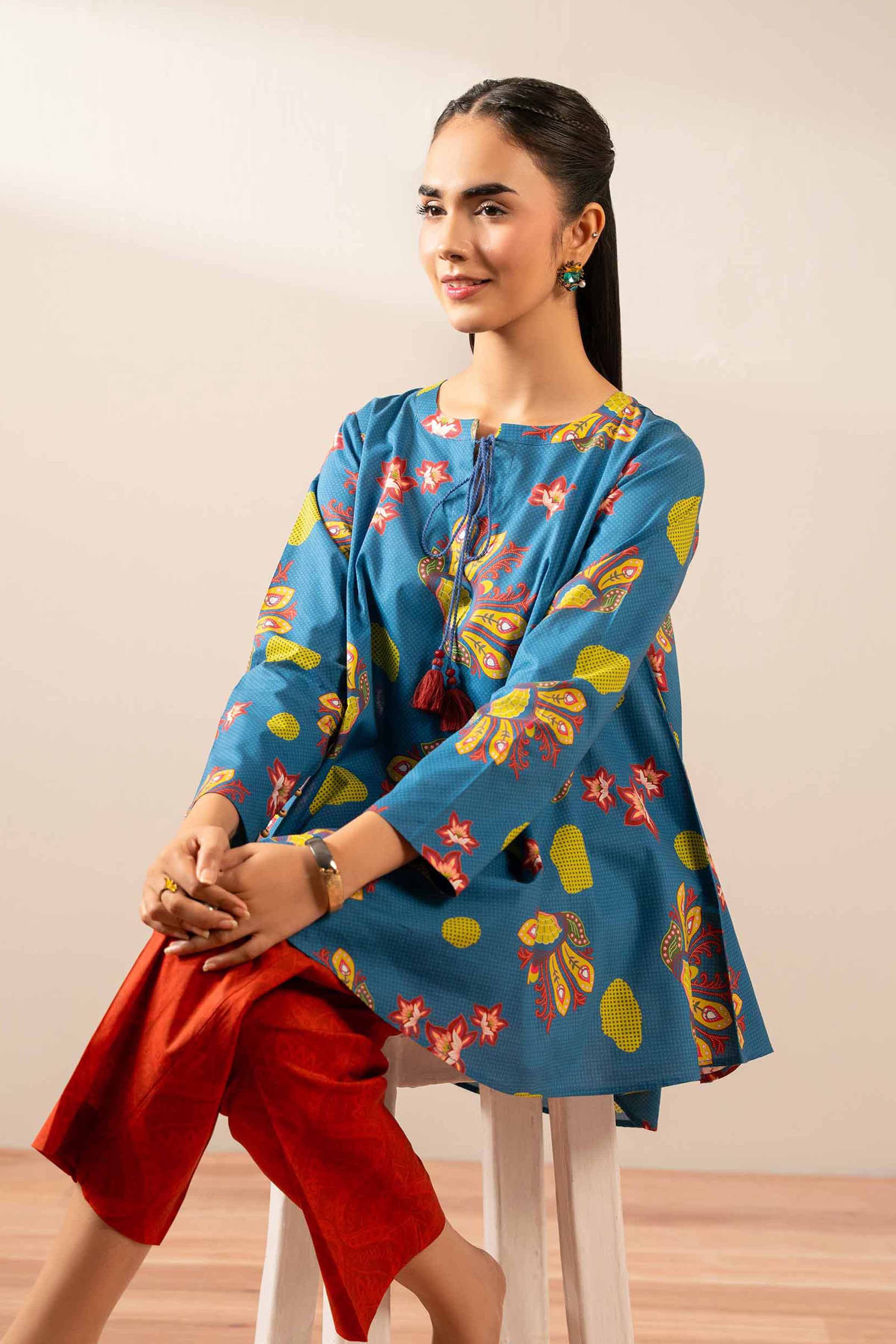 NishatUK - Blue Printed Cambric 2-piece ready to wear Dress
