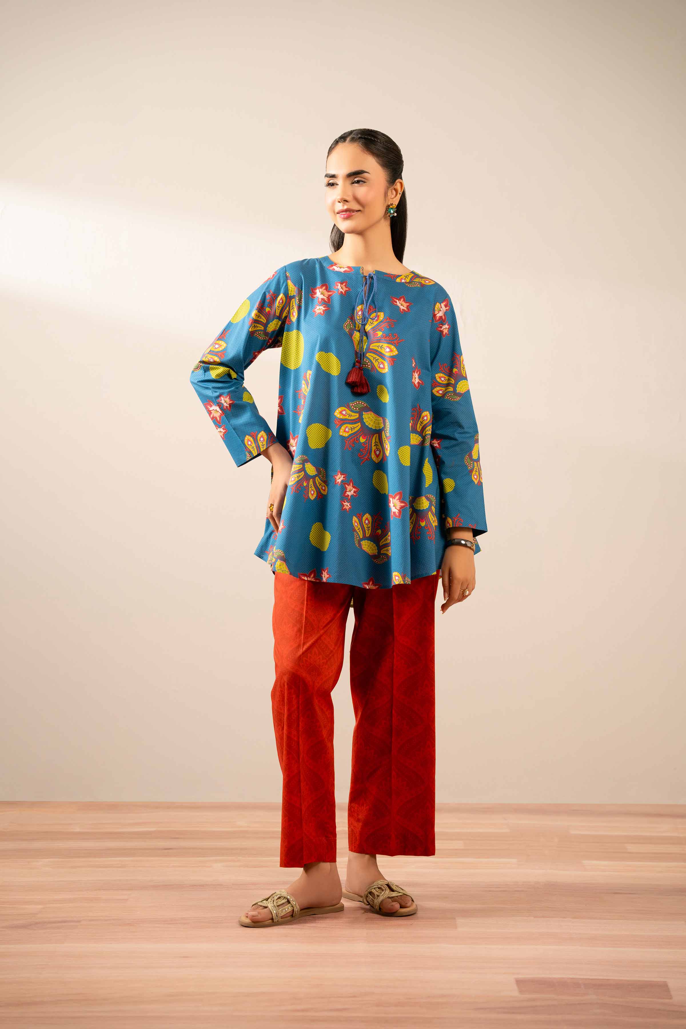 NishatUK - Blue Printed Cambric 2-piece ready to wear Dress
