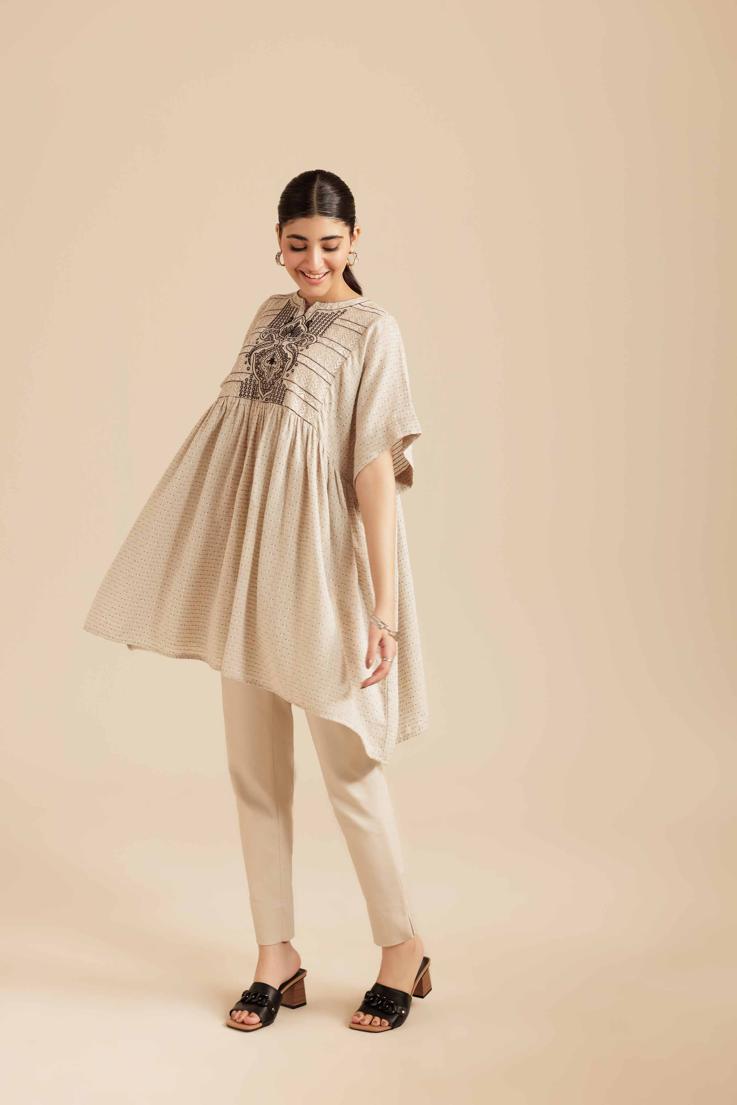 NishatUK - Skin Cotton Jacquard 1-piece ready to wear Tunic