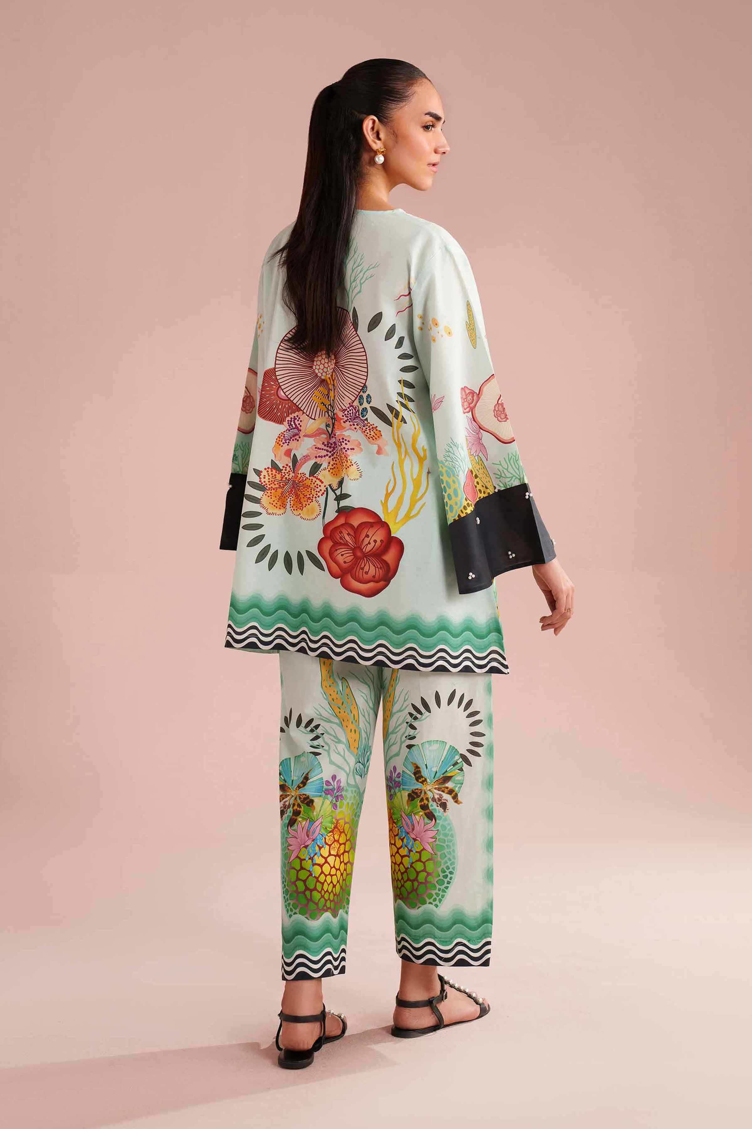 NishatUK - Green Printed Cambric 2-piece ready to wear Dress