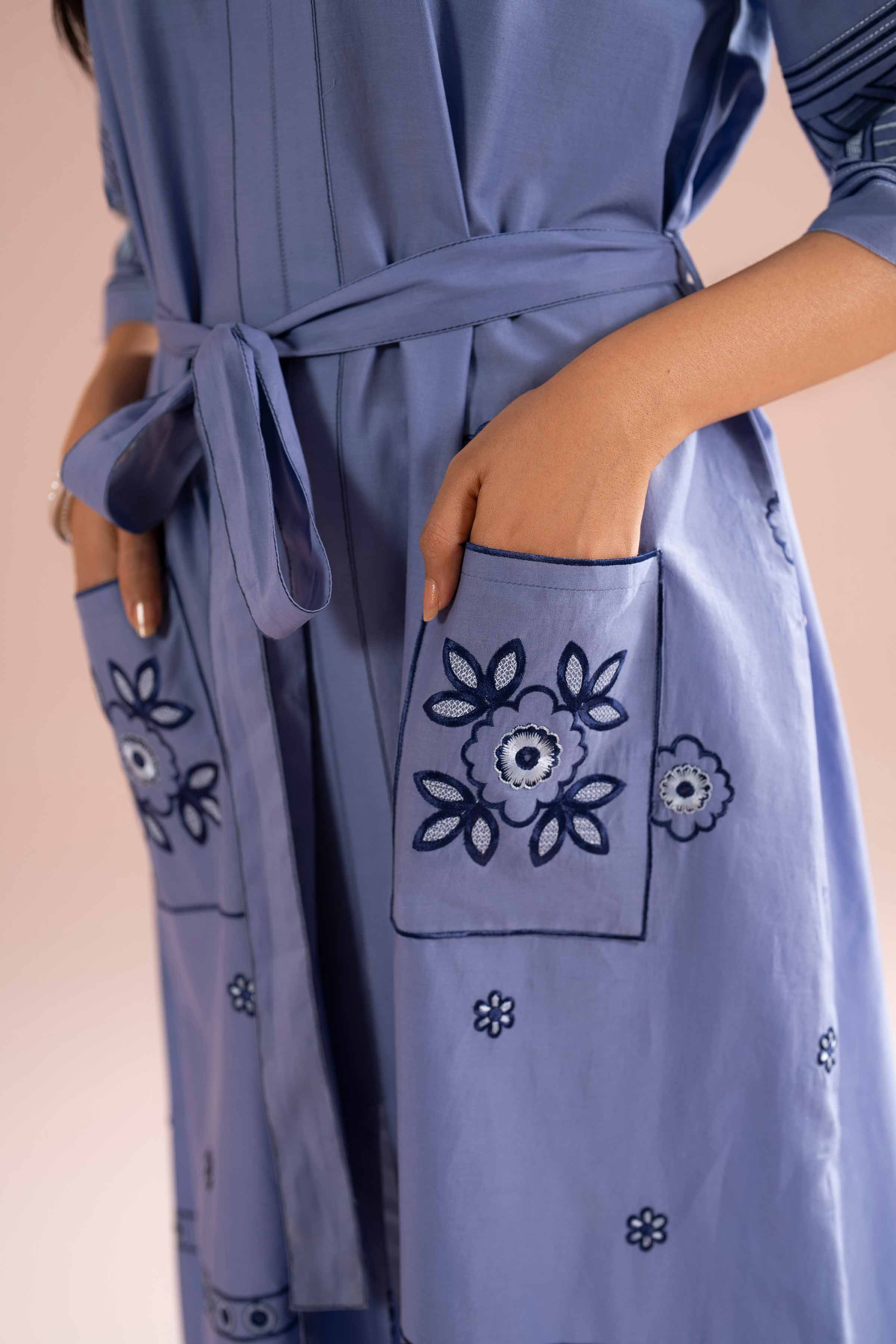 NishatUK - purple Embroidered Cambric 1-piece ready to wear dress