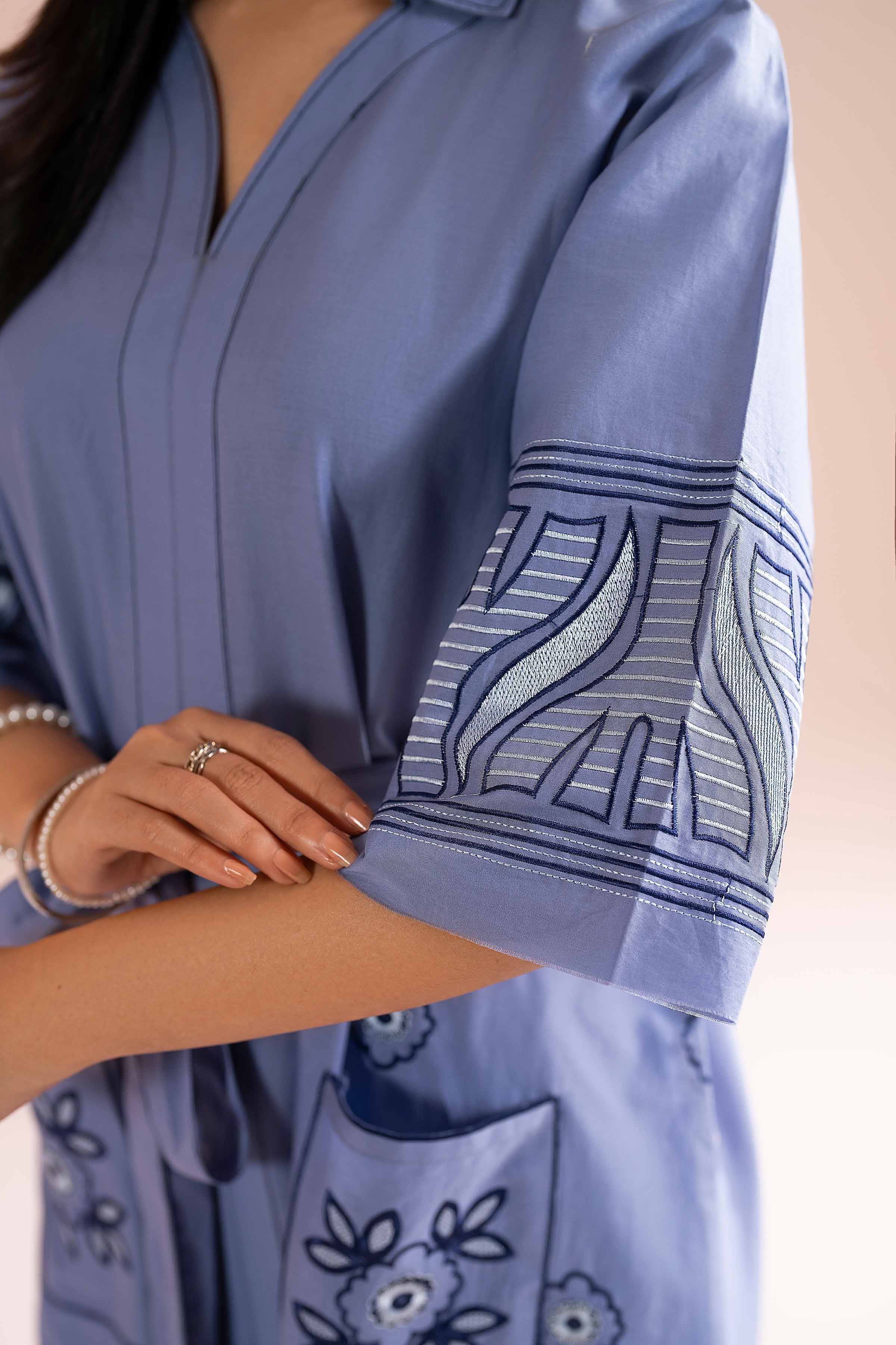 NishatUK - purple Embroidered Cambric 1-piece ready to wear dress