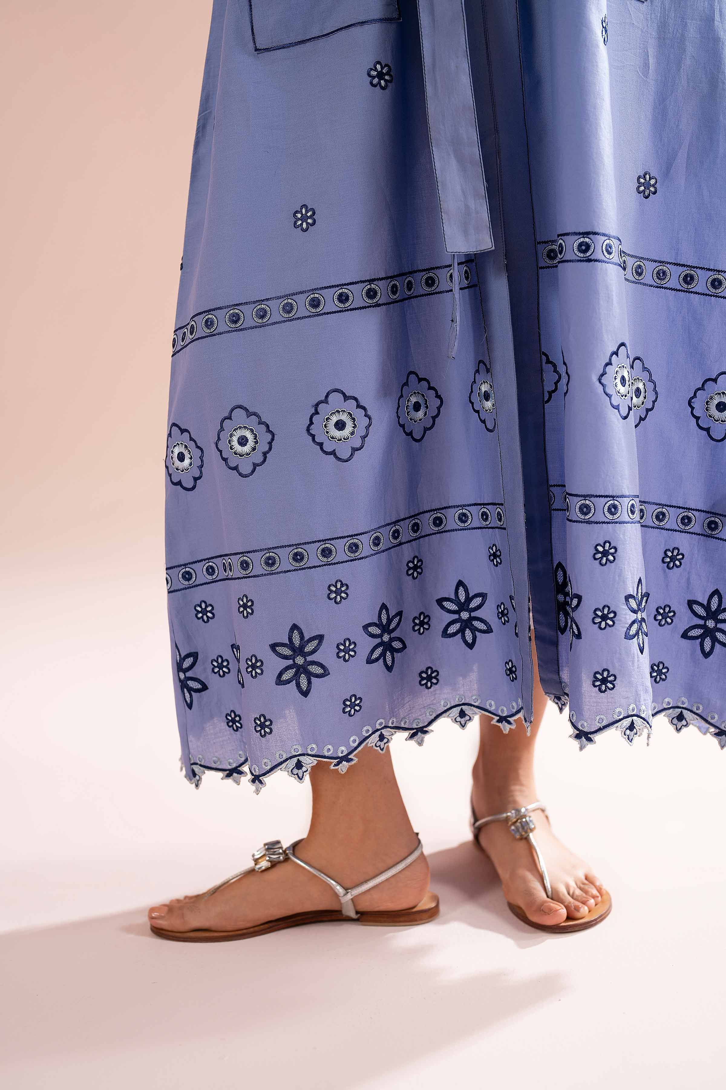 NishatUK - purple Embroidered Cambric 1-piece ready to wear dress