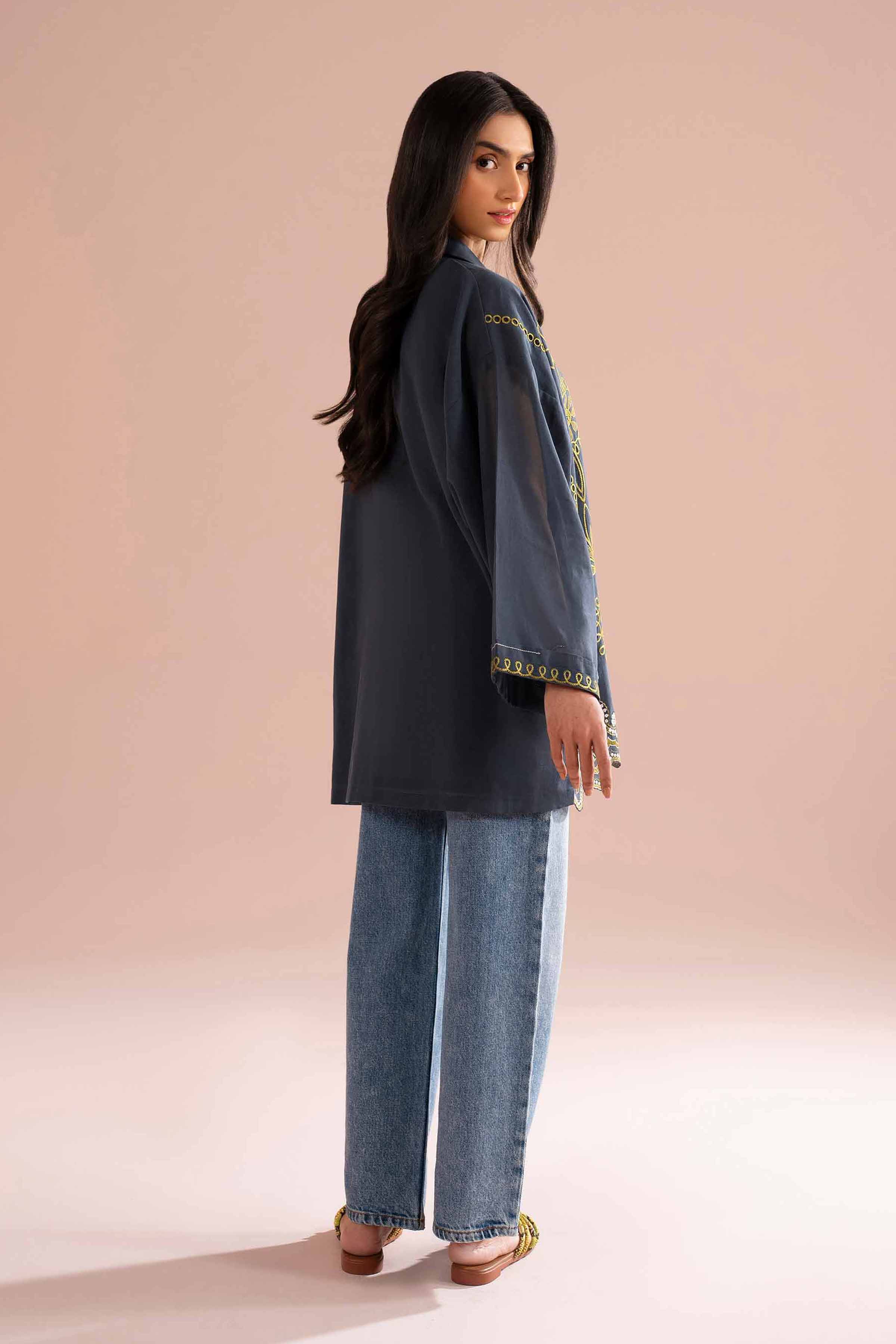 Nishat UK - Grey Embroidered Voile 1-piece ready to wear tunic