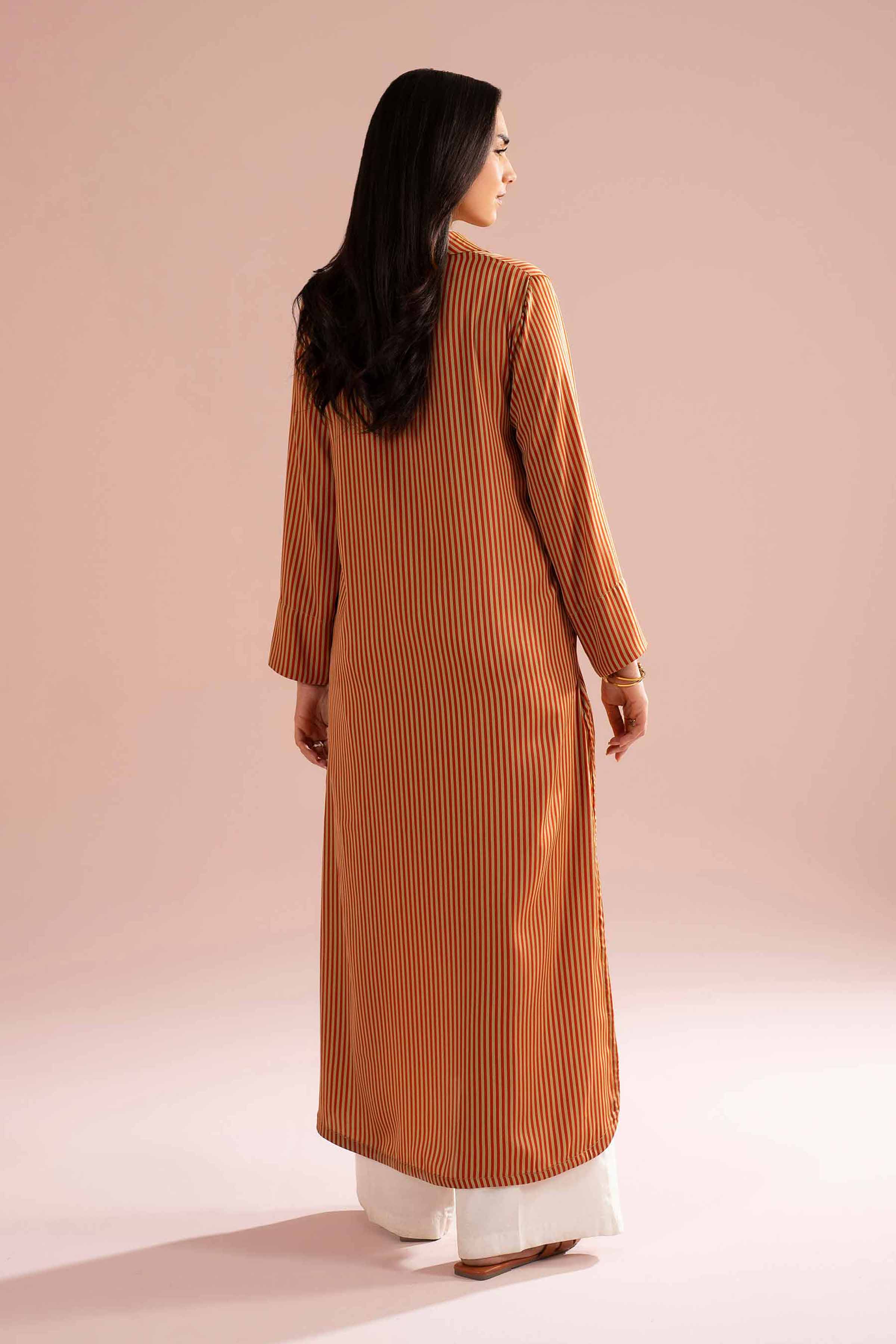 NishatUK - Multi Embroidered Stripe Chamorse 1-piece ready to wear dress