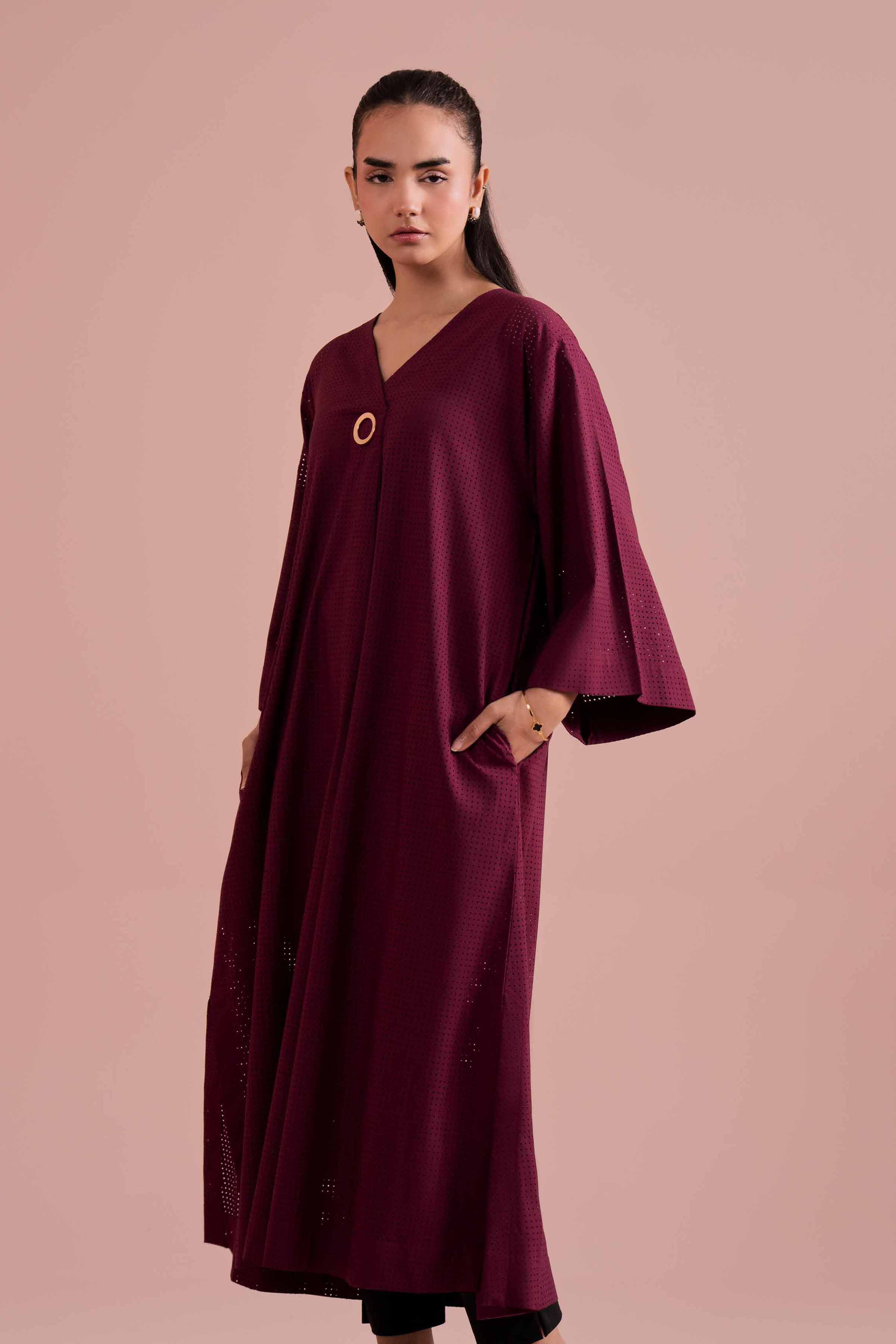 NishatUK - Purple Solids Net 1-piece ready to wear dress