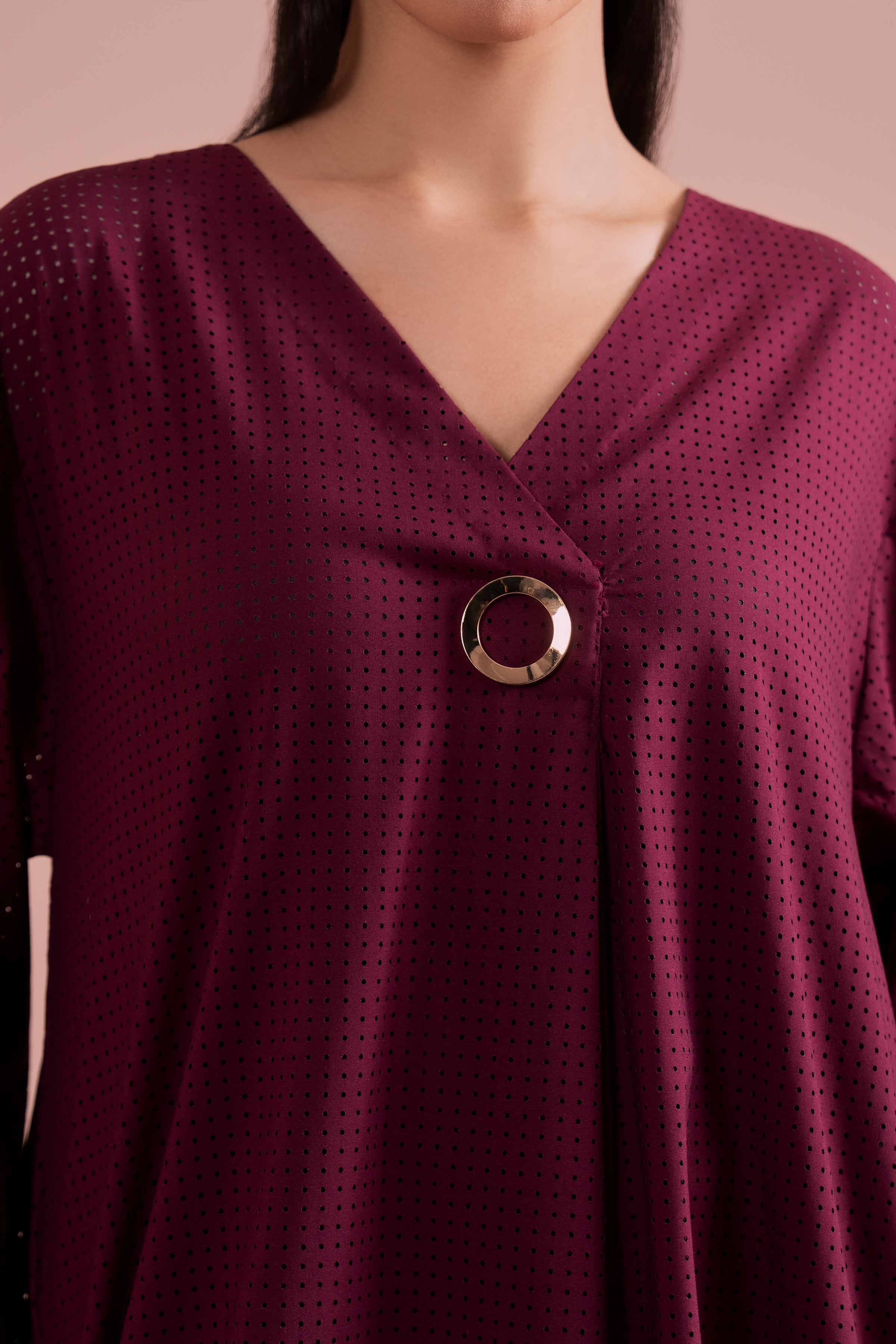 NishatUK - Purple Solids Net 1-piece ready to wear dress