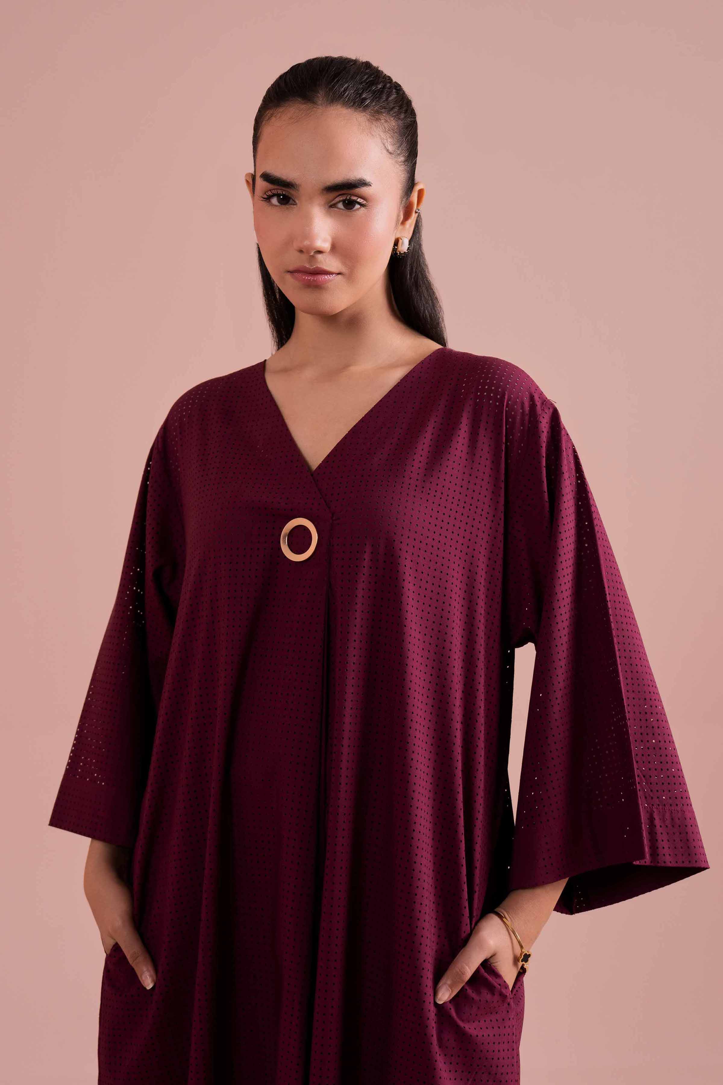 NishatUK - Purple Solids Net 1-piece ready to wear dress