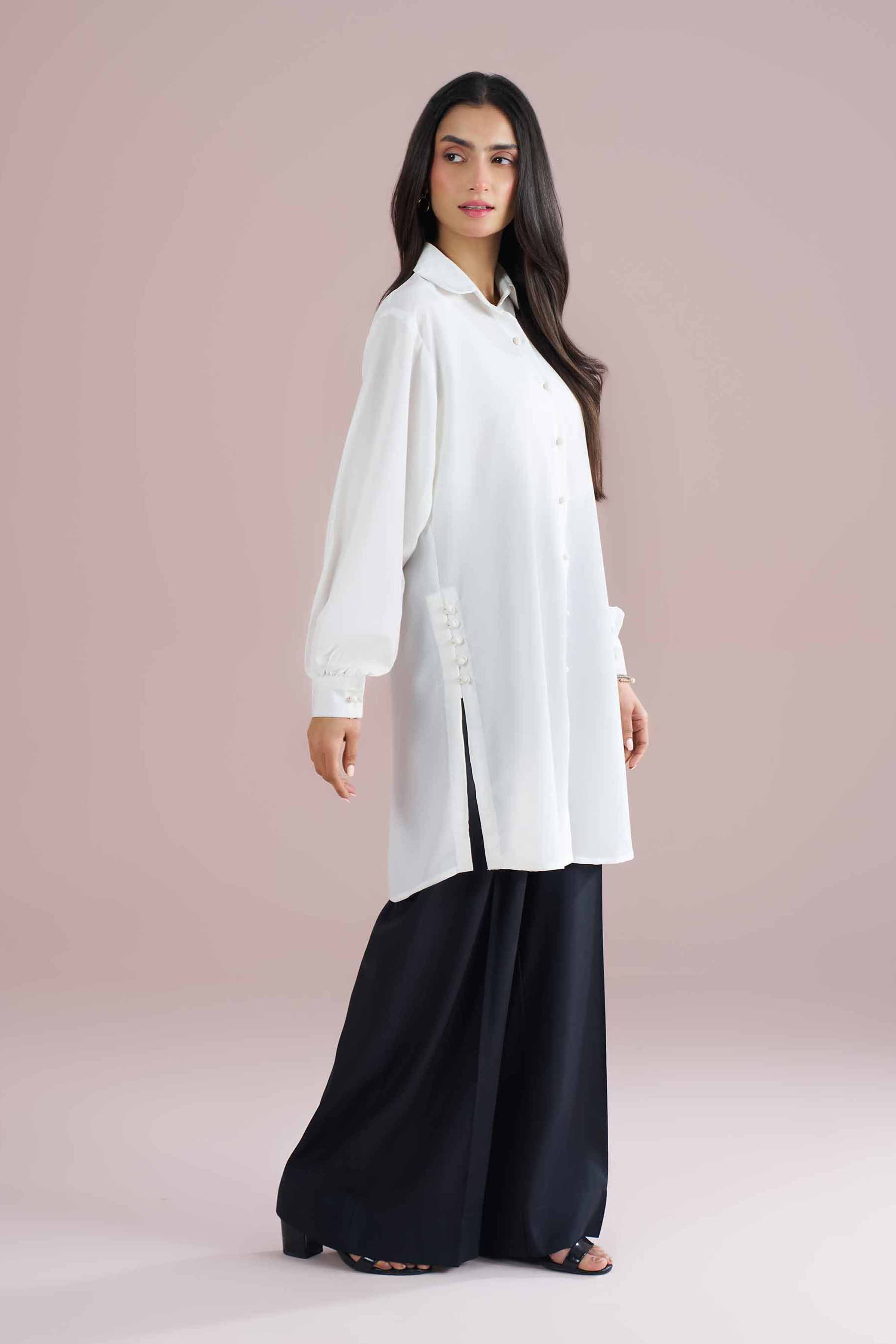 NishatUK - White Solids Draw Textured Yarn 1-piece ready to wear Shirt