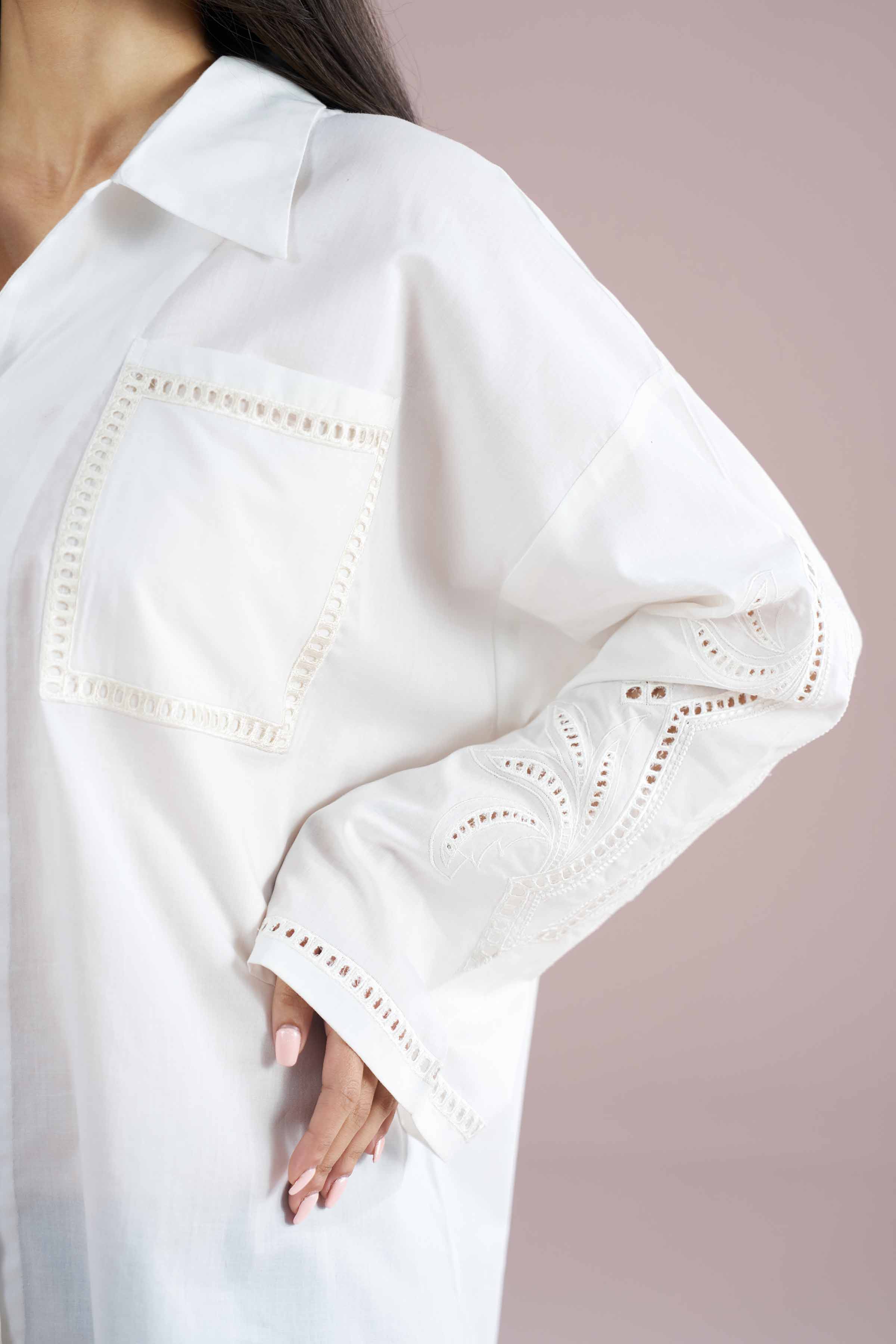 NishatUK - White Solids Draw Textured Yarn 1-piece ready to wear Shirt