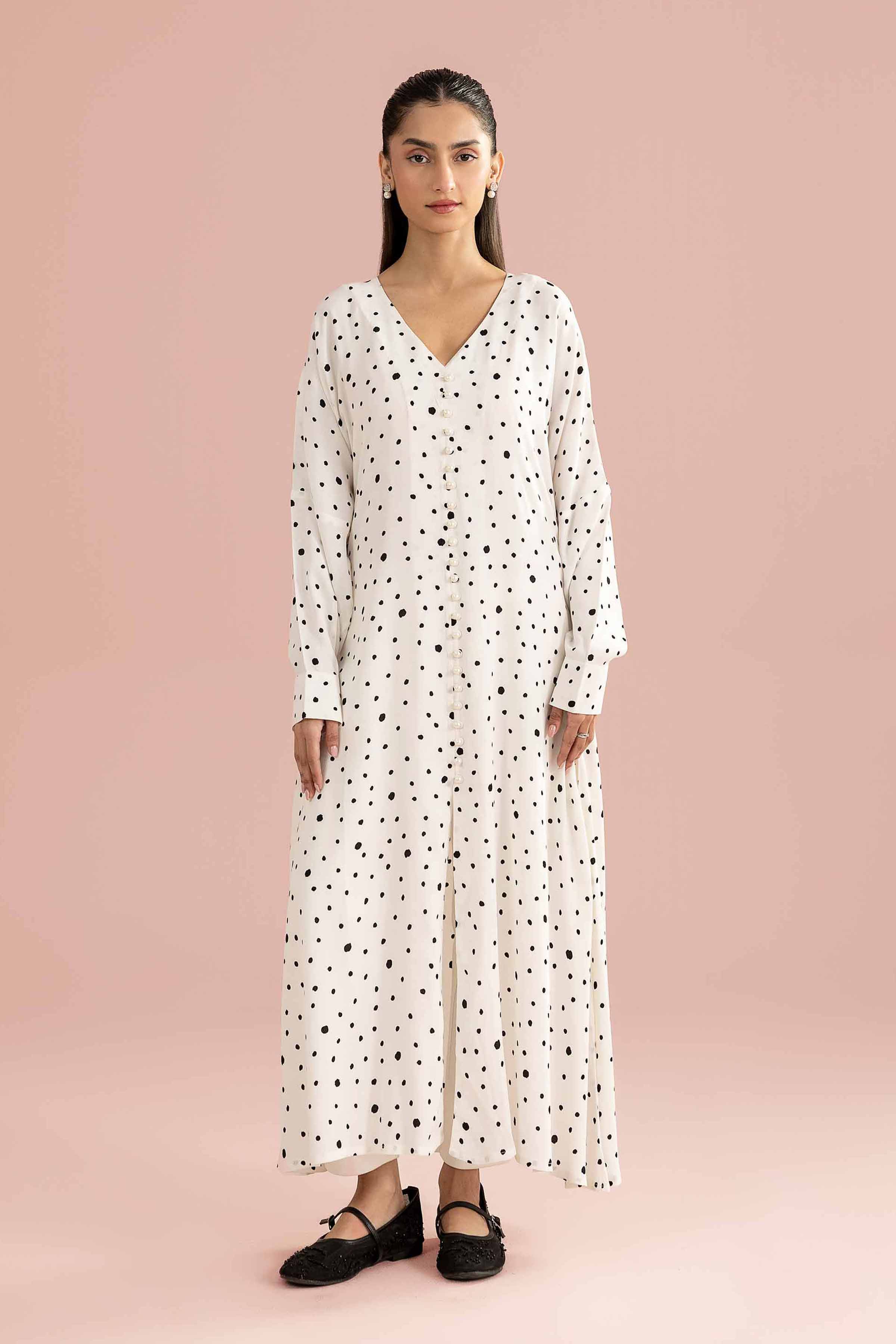 NishatUK - White Printed Grip 1-piece ready to wear dress