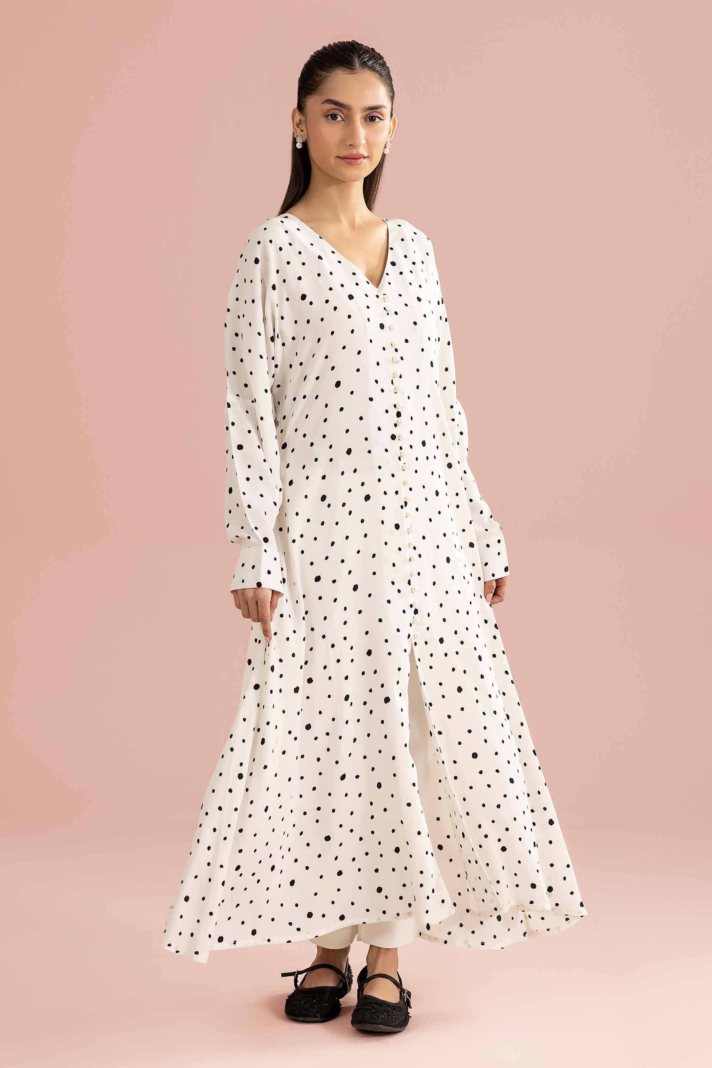 NishatUK - White Printed Grip 1-piece ready to wear dress