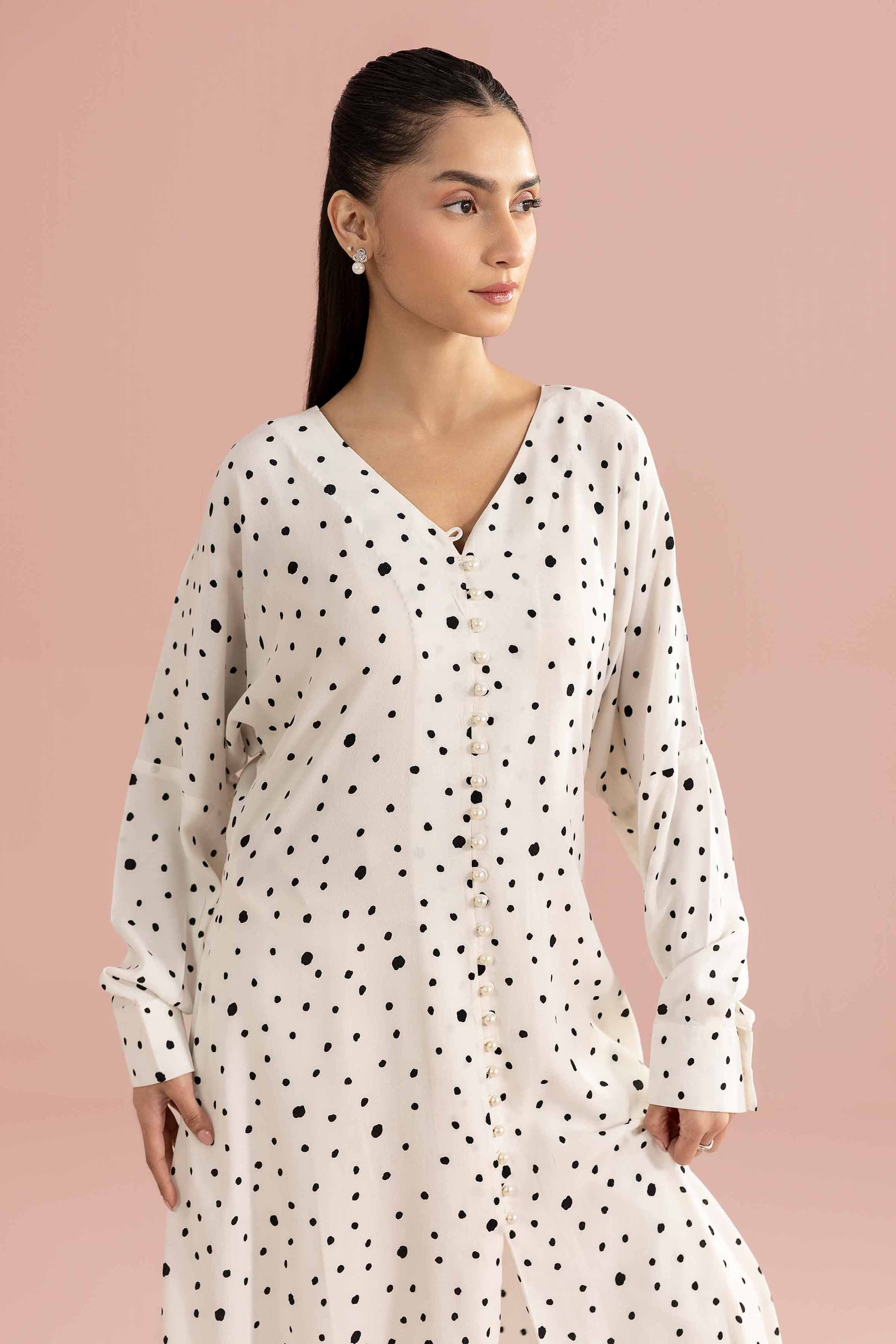 NishatUK - White Printed Grip 1-piece ready to wear dress