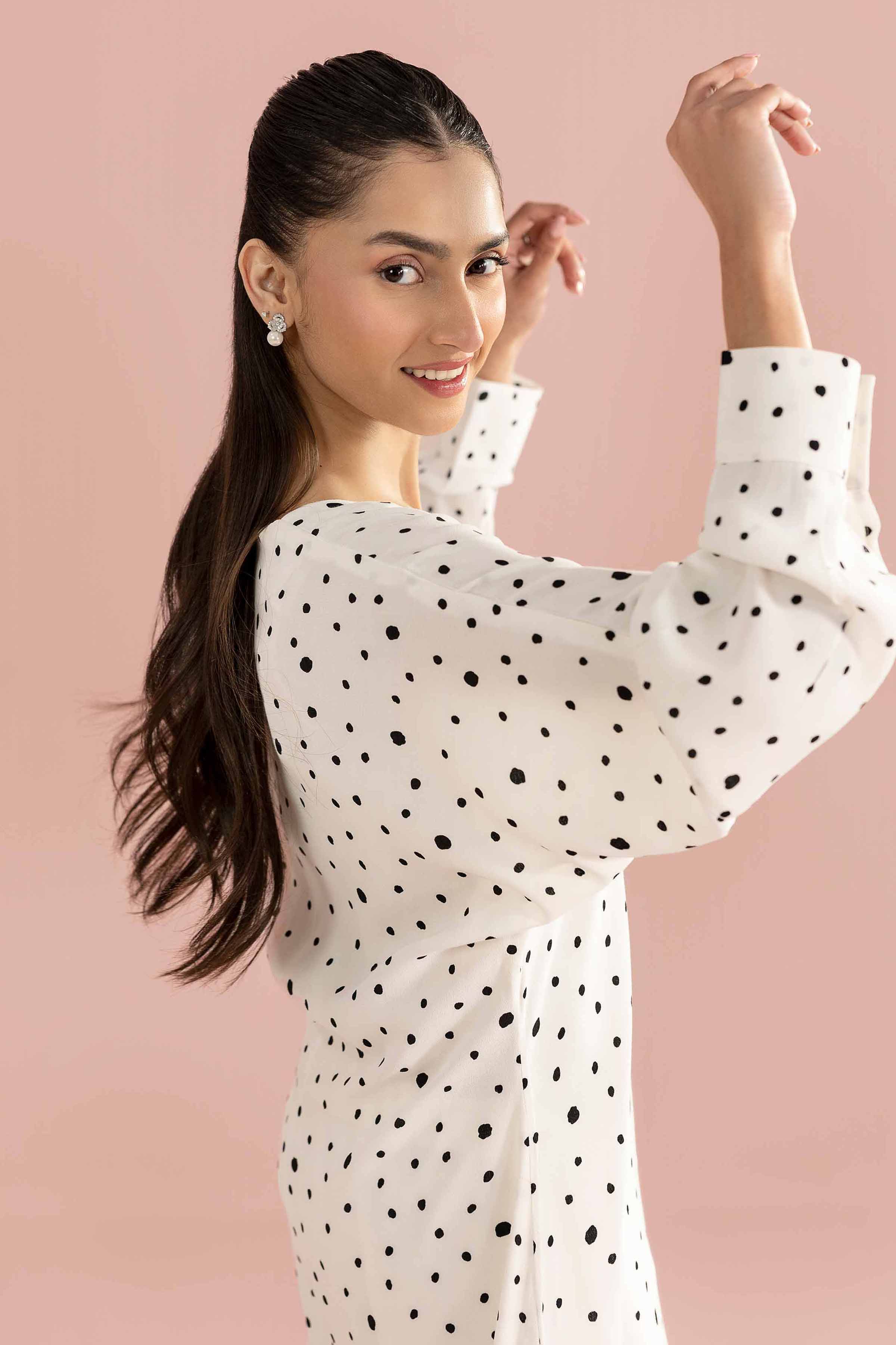 NishatUK - White Printed Grip 1-piece ready to wear dress