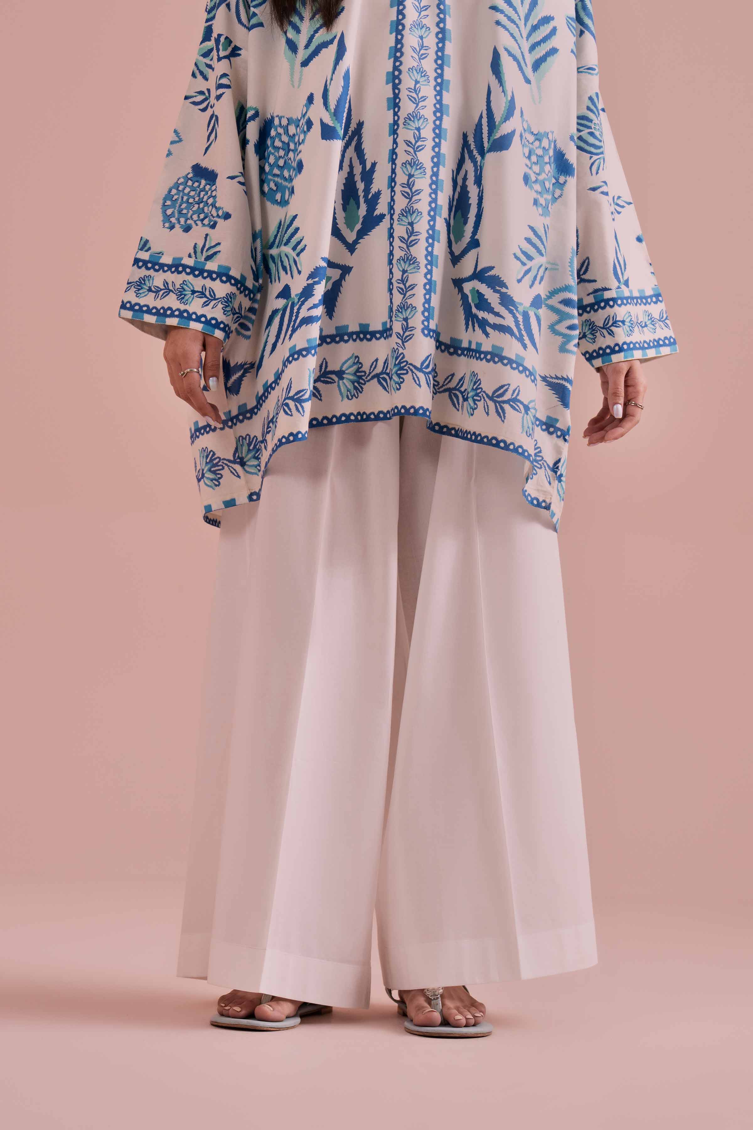 NishatUK - White Printed Cambric 1-piece ready to wear Tunic
