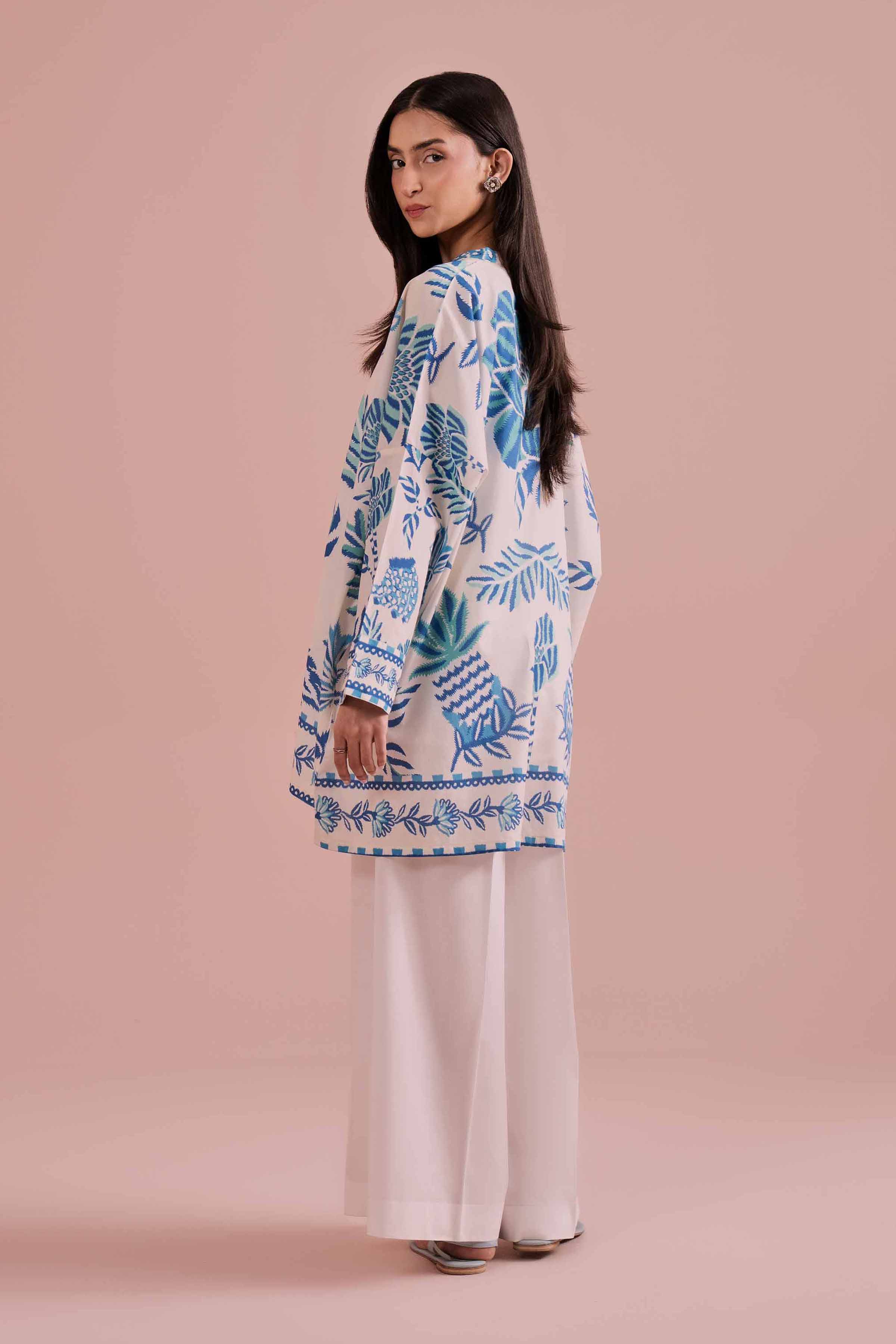 NishatUK - White Printed Cambric 1-piece ready to wear Tunic