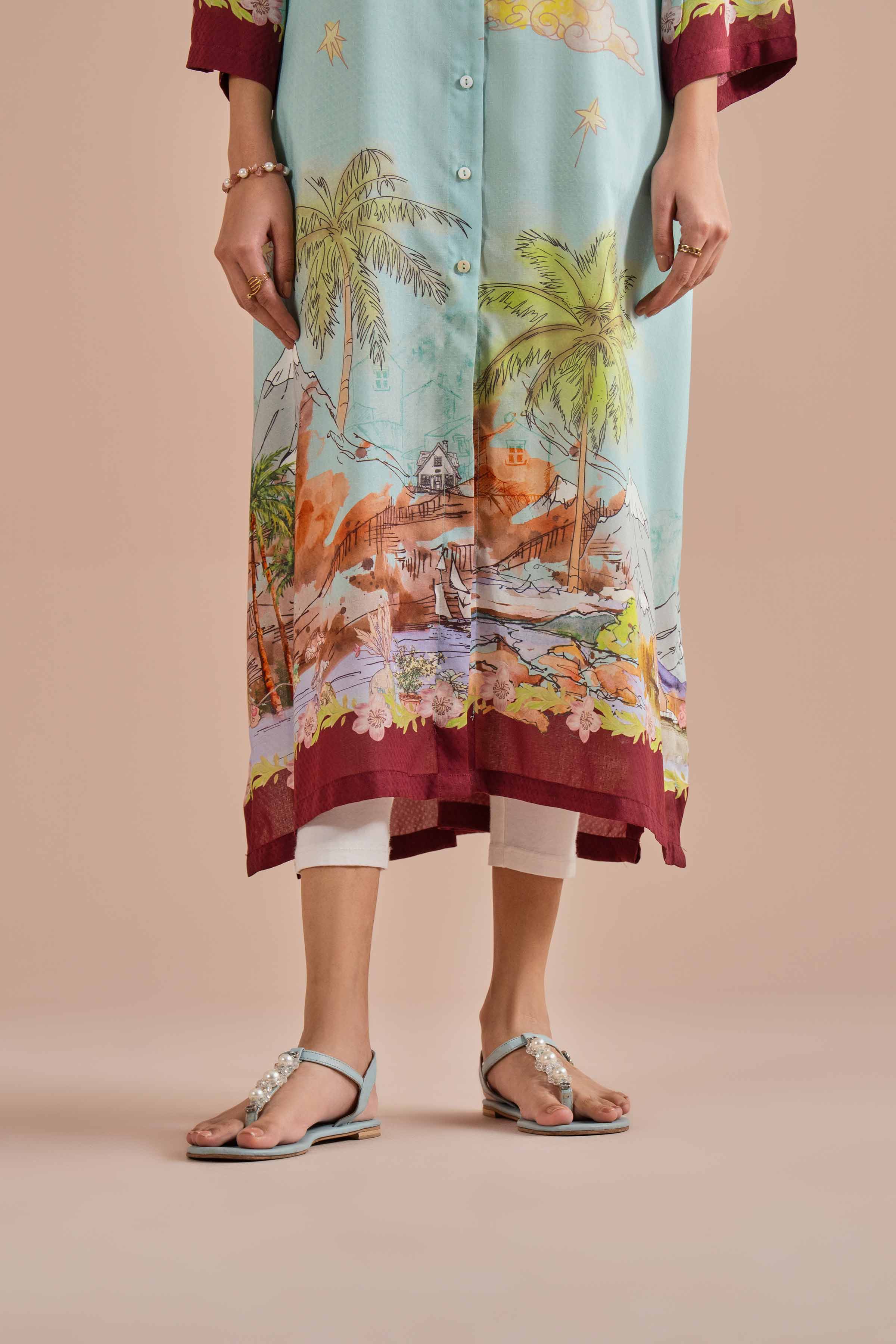 NishatUK - Blue Printed Dobby 1-piece ready to wear dress