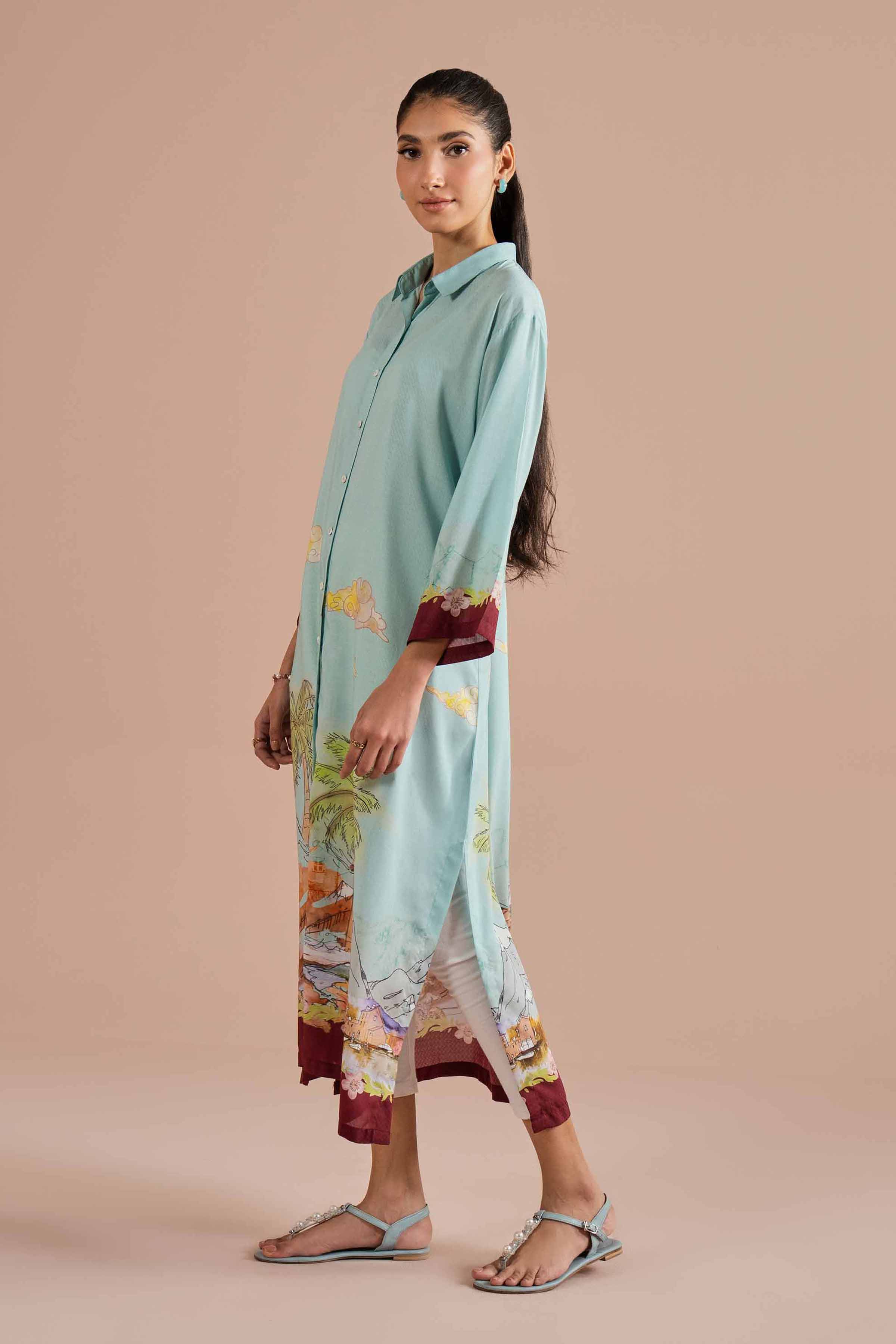 NishatUK - Blue Printed Dobby 1-piece ready to wear dress