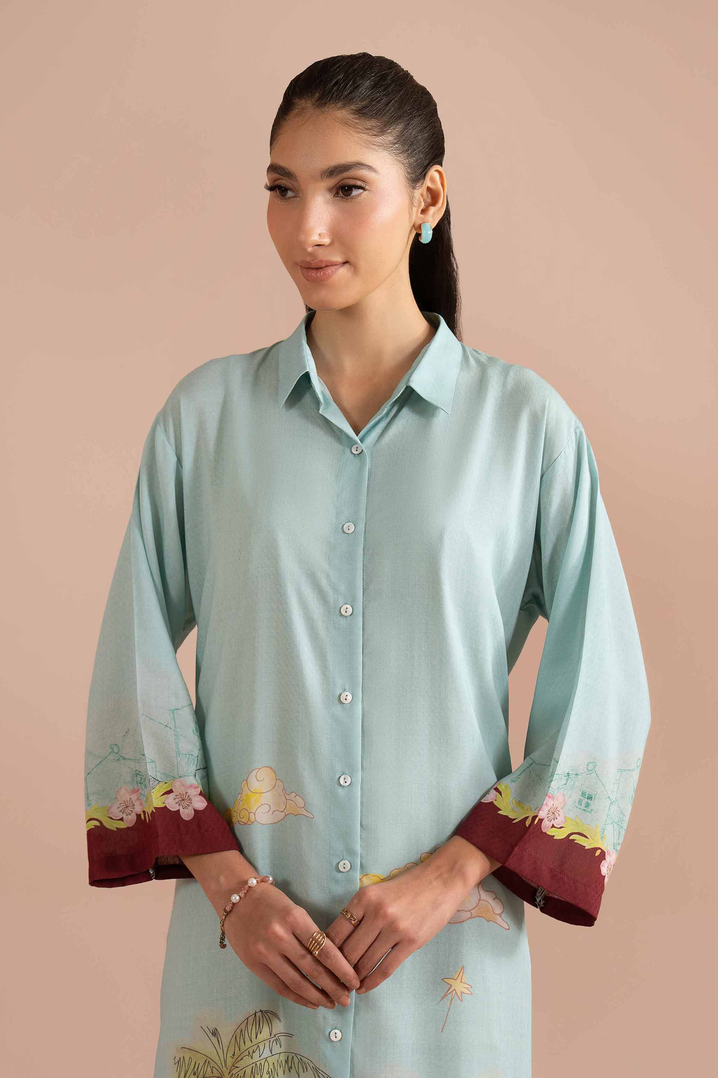 NishatUK - Blue Printed Dobby 1-piece ready to wear dress