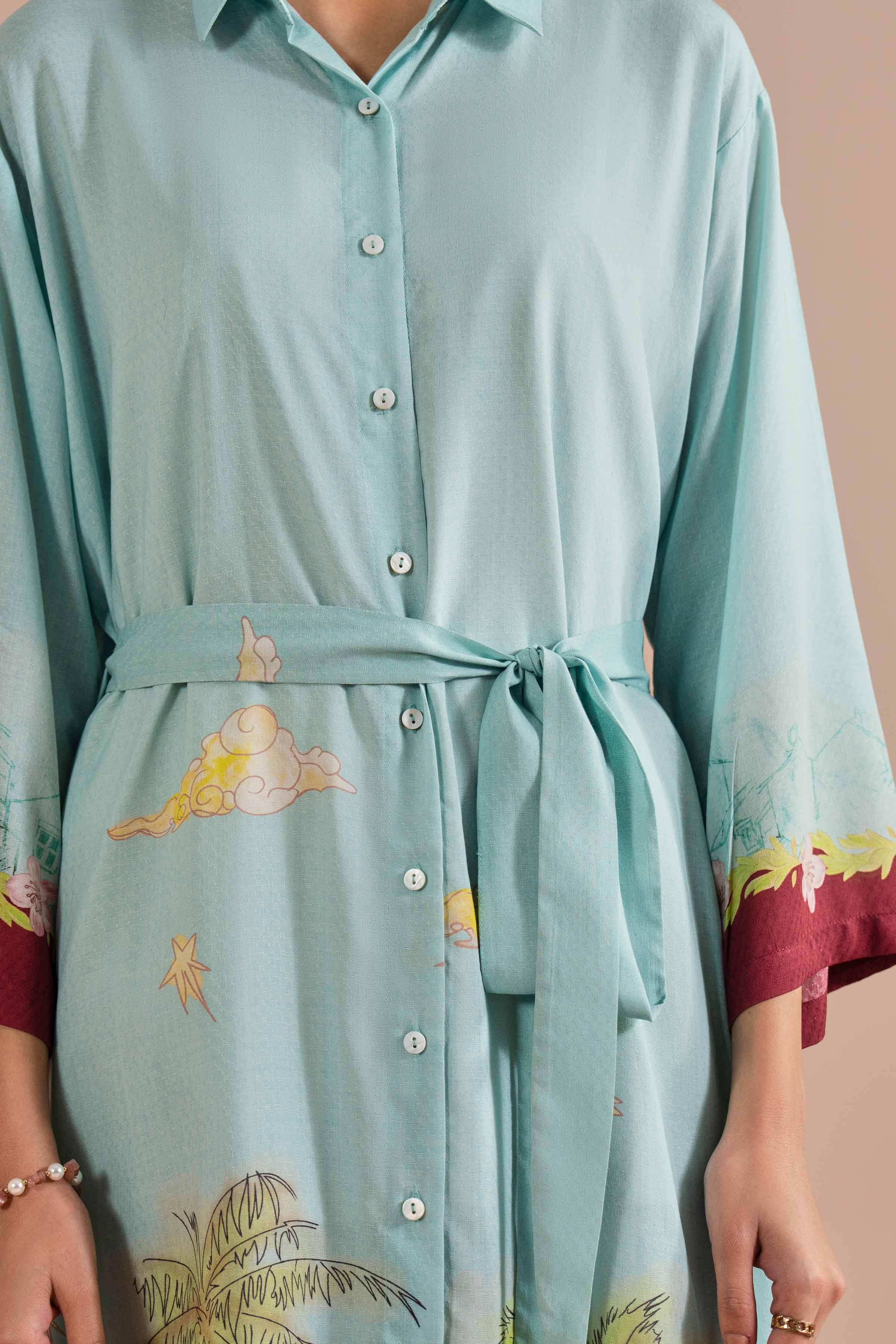 NishatUK - Blue Printed Dobby 1-piece ready to wear dress